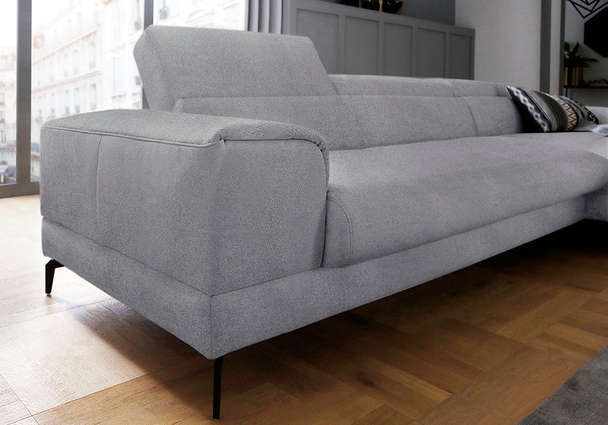 W.SCHILLIG Ecksofa »piedroo, Designsofa mit tollem Sitzkomfort, bequem, L-Form«, Kopfteilverstellung, wahlweise mit Sitztiefenverstellung, Breite 343cm