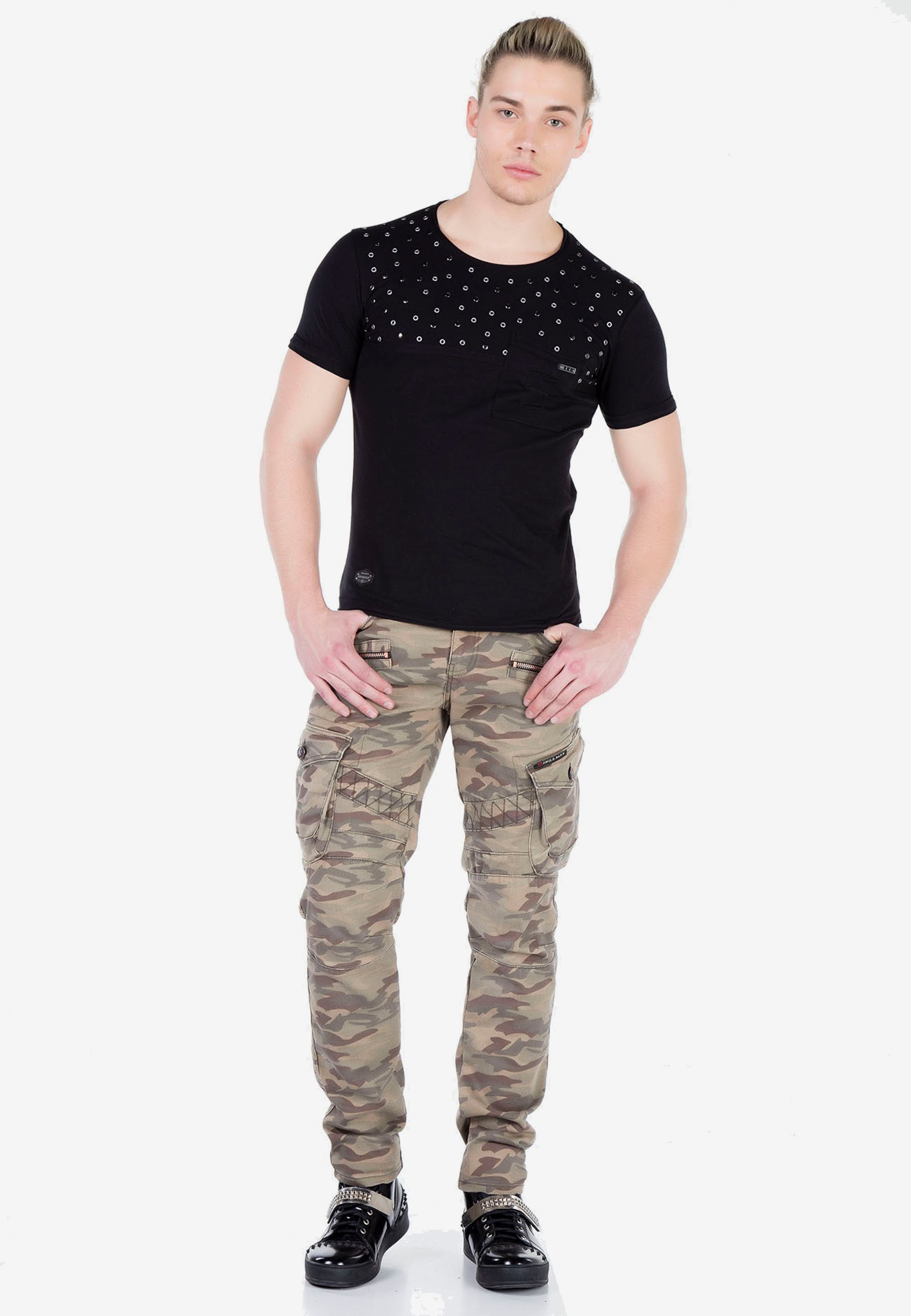 Cipo & Baxx T-Shirt, mit coolen Nieten