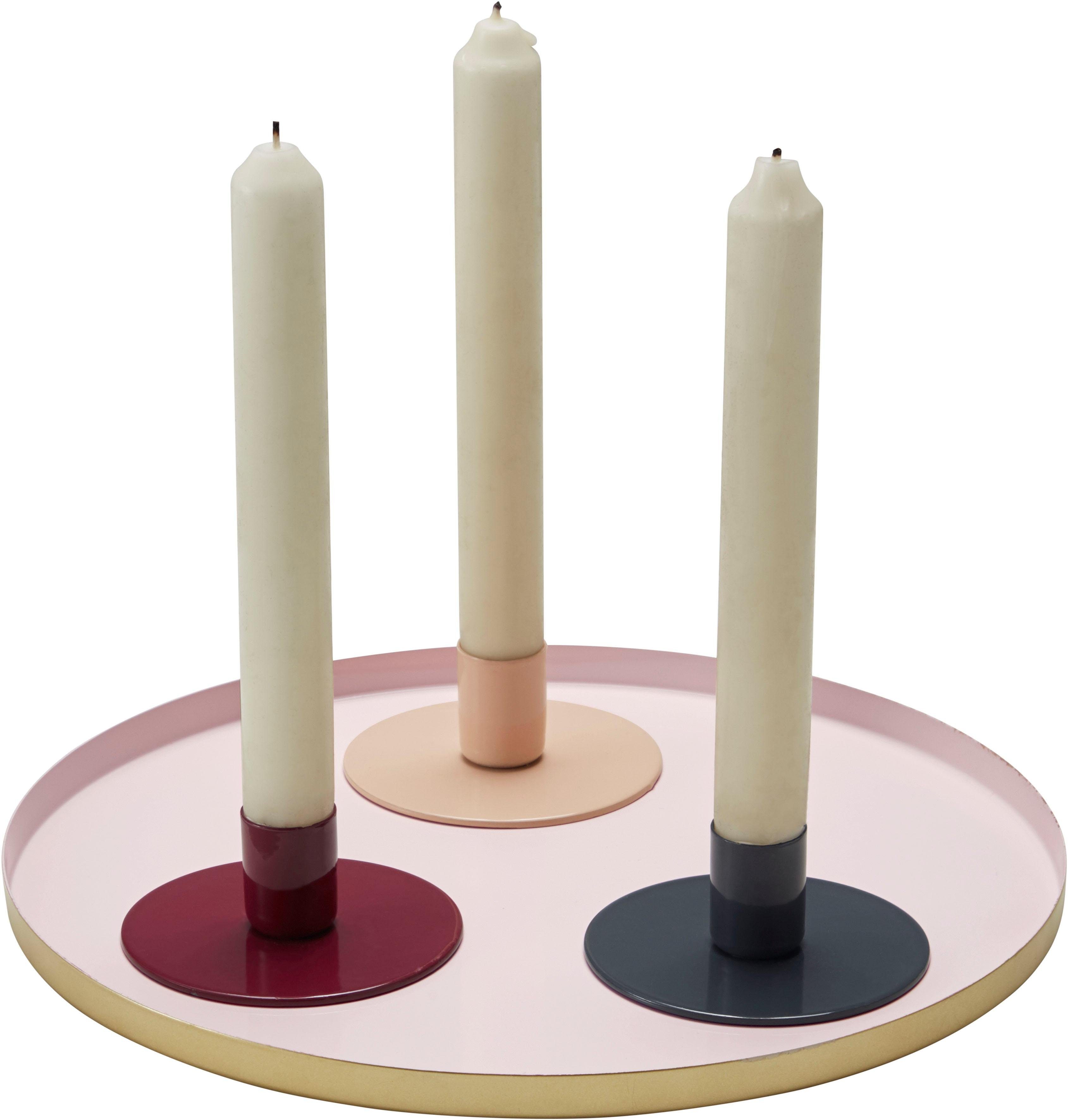 COUCH♥ Kerzenhalter, (3-teilig), mit Tablett, COUCH Lieblingsstücke bunt Kerzenhalter Kerzen Laternen Wohnaccessoires