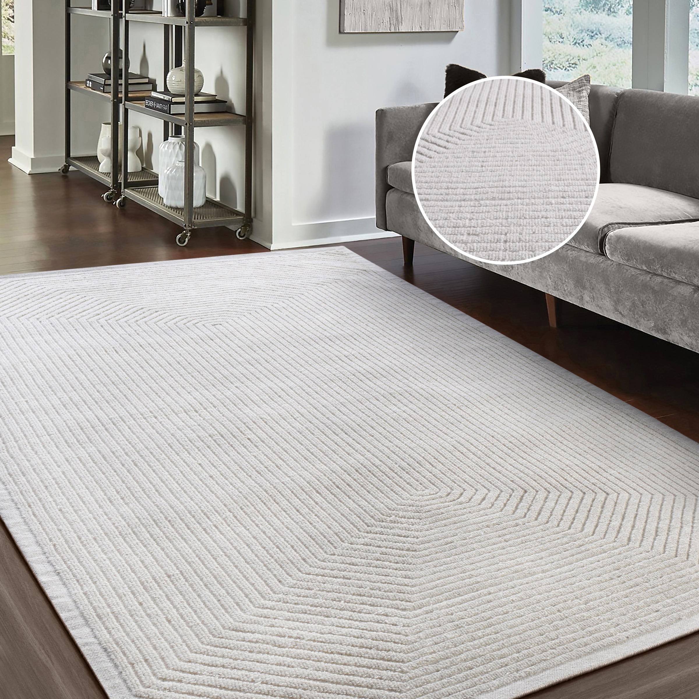 my home Wollteppich "Sola, maschinell gewebt, Wolle, Hoch-Tief-Struktur" re günstig online kaufen