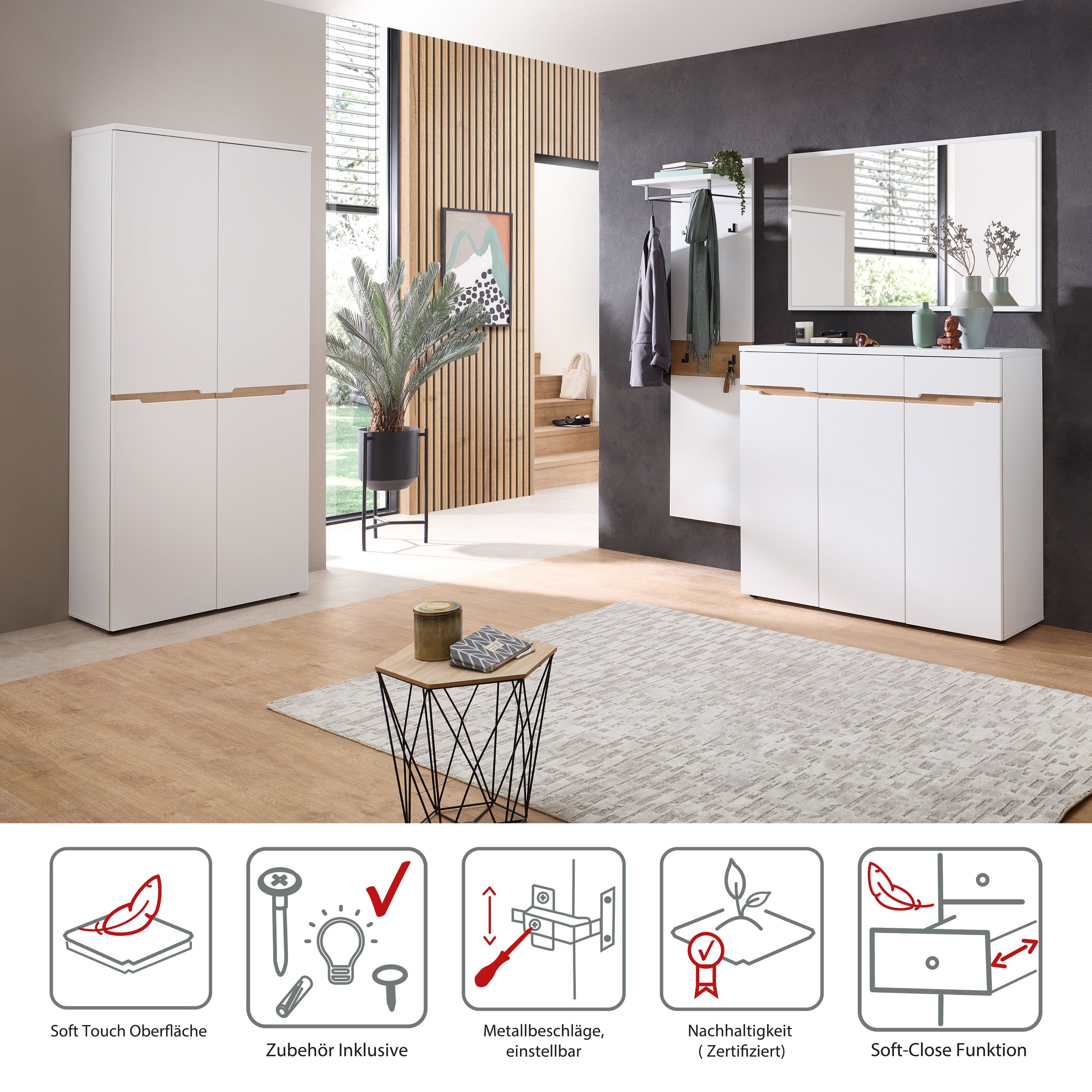 Innostyle Garderoben-Set »Memphis Garderoben Set, 181x190x38cm (B/H/T)« 3 Stk. tlg.