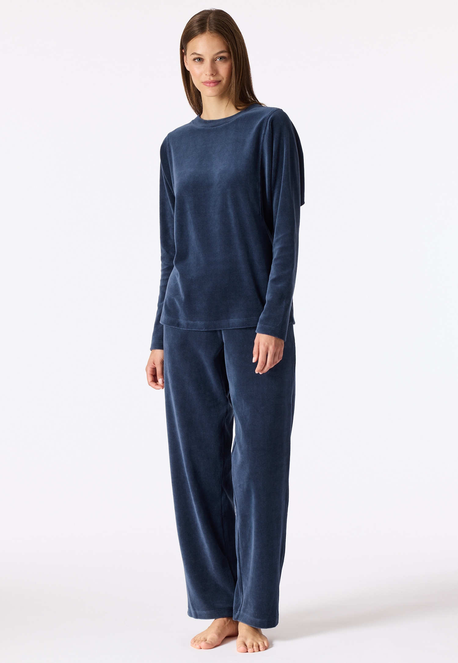 Schiesser Loungeanzug »Casual Velour« Rundhalsausschnitt, Velour-Qualität