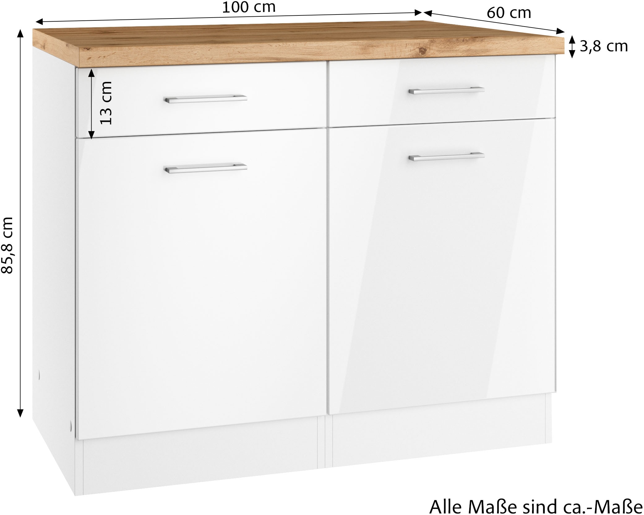 KOCHSTATION Unterschrank »KS-Milan«, HELD Möbel, Unterschrank 100 cm, matte oder hochglänzende Fronten