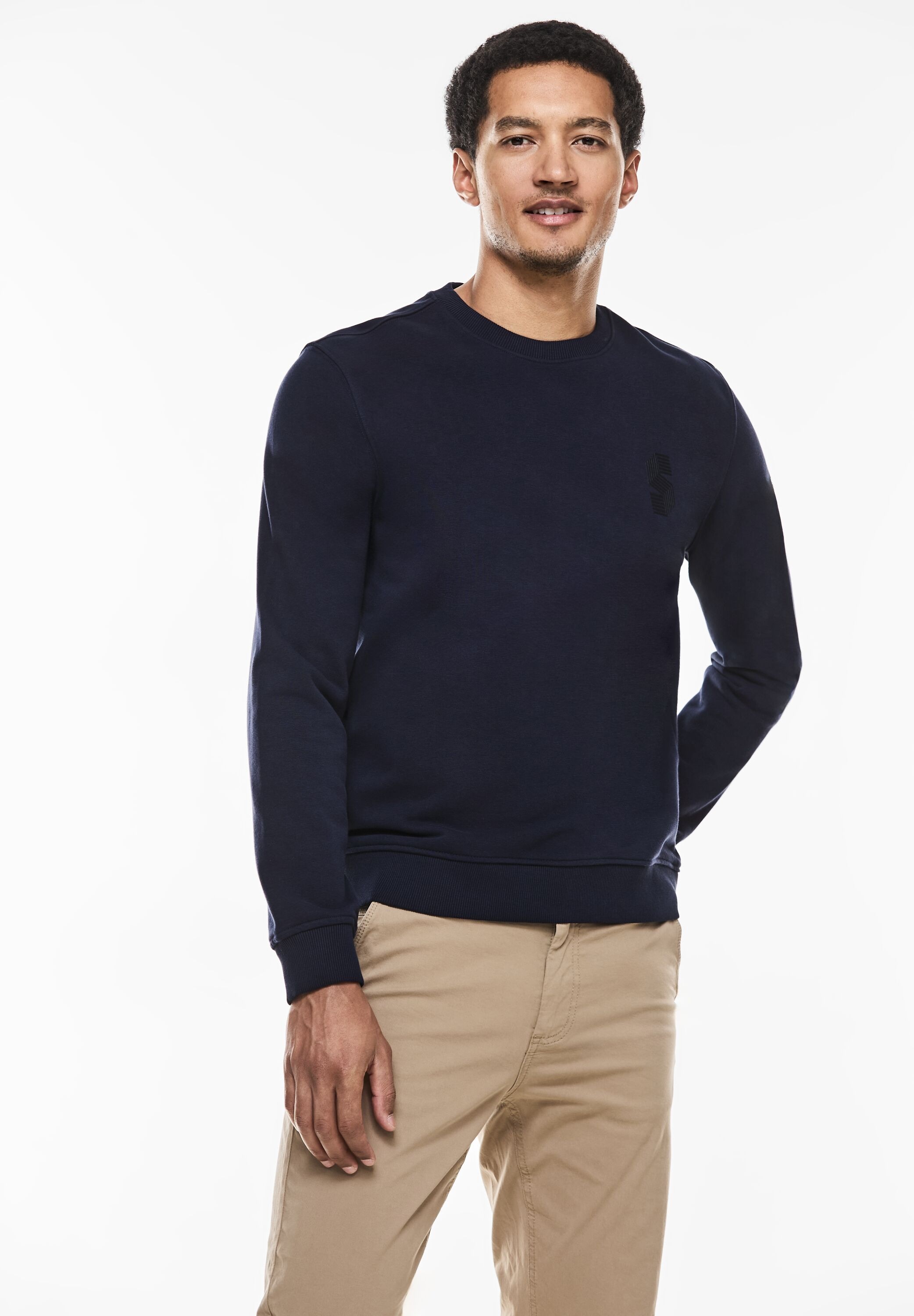 STREET ONE MEN Sweatshirt, mit Rundhalsausschnitt