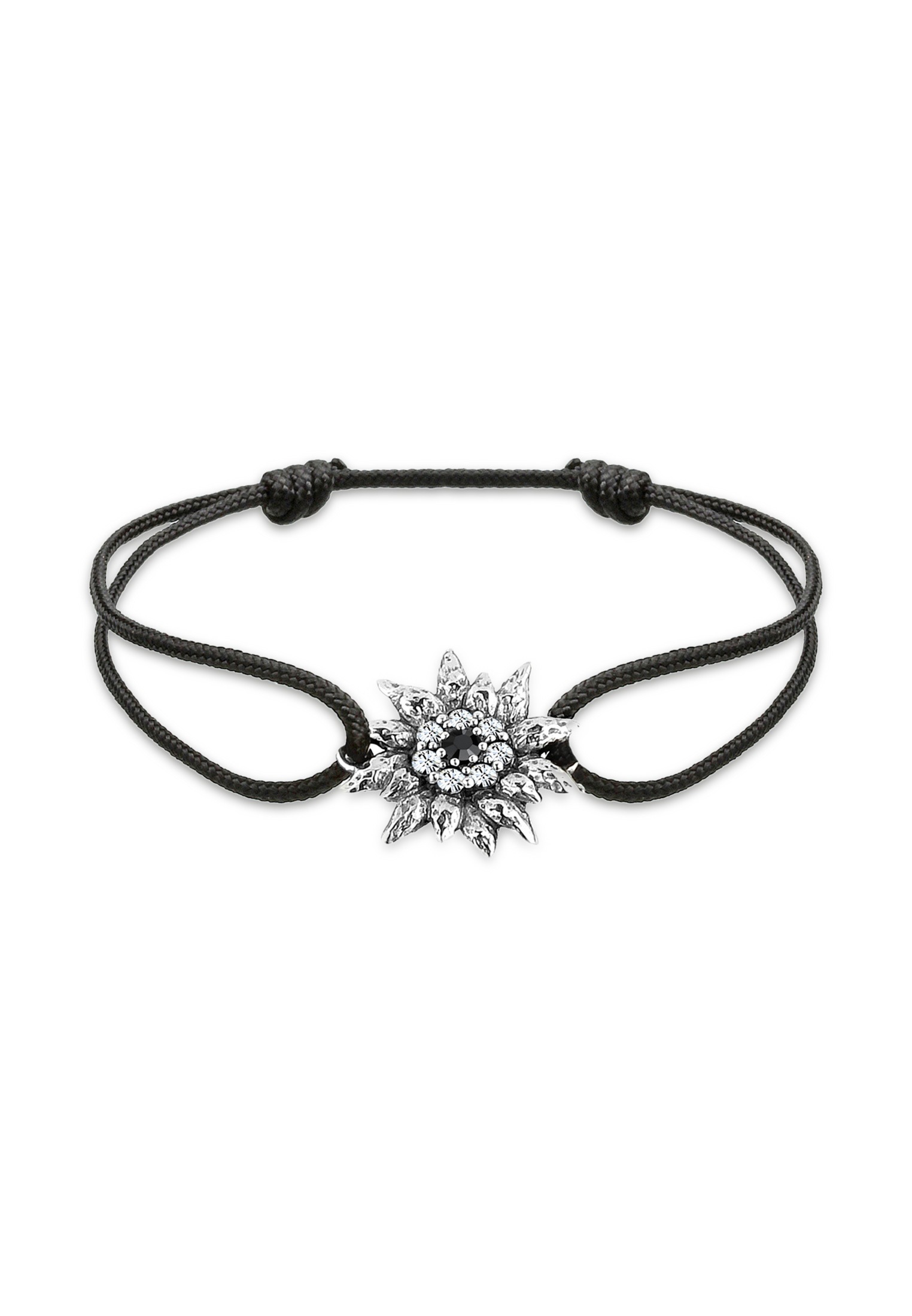 ELLI Damen Armband "Edelweiß Tracht Kristalle 925 Silber", 18cm,mit Steinen, Silber 925 (Sterlingsilber), schwarz, Silber 925 (Sterlingsilber),