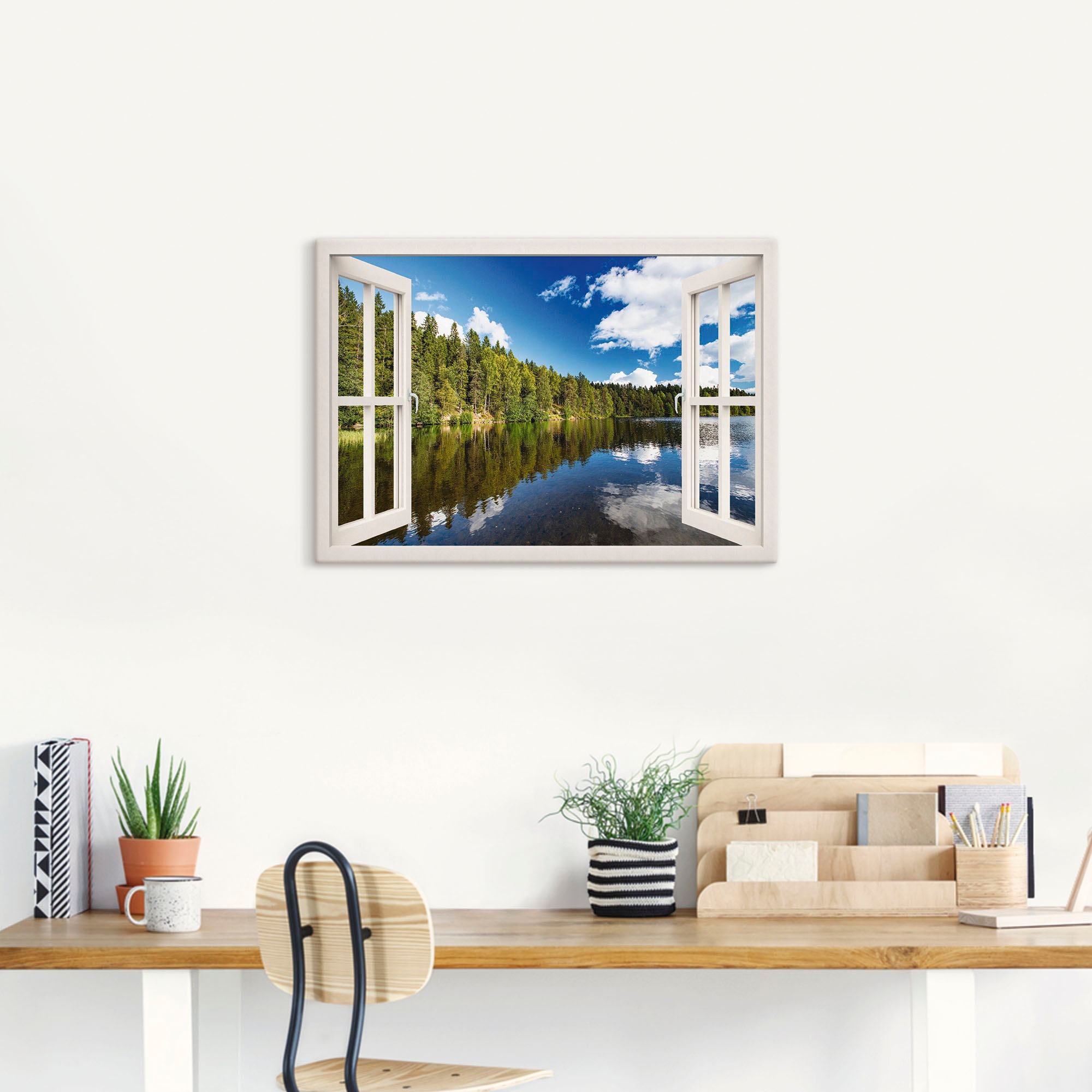 Artland Leinwandbild "Fensterblick Norwegische Landschaft" Fensterblick 1 S günstig online kaufen