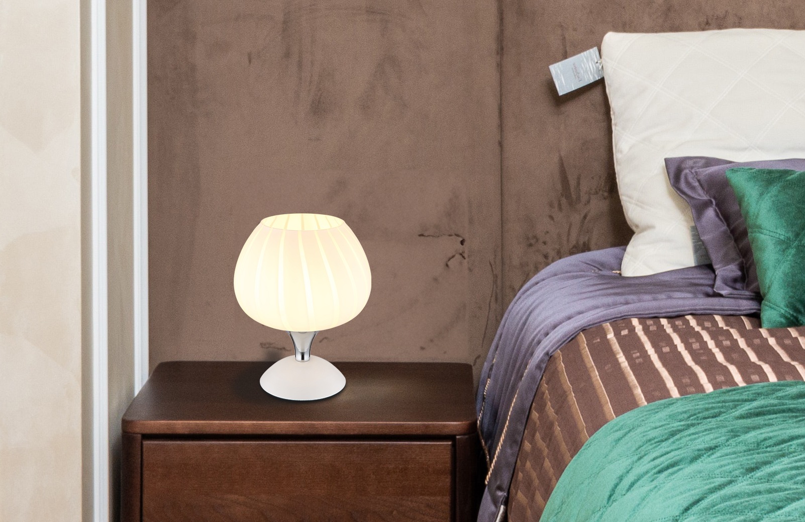 GLOBO LIGHTING Tischleuchte »MAXY« E27 1 Stk. Tischlampe Glas opal Dekorillen ø: 150mm, H: 205mm