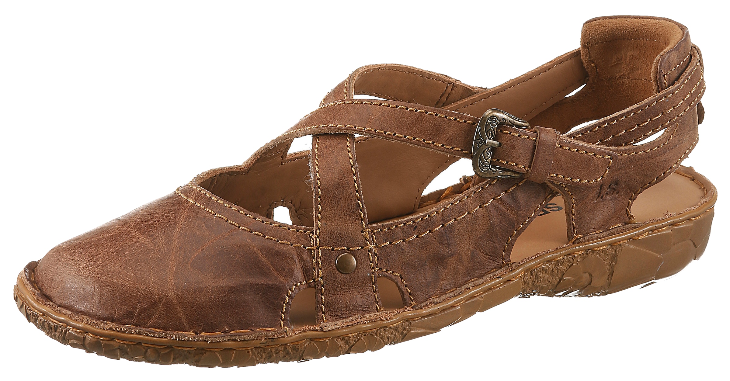 Sandale JOSEF SEIBEL "Rosalie 13", Damen, Gr. 44, beige (braun), Leder, used, Schuhe Sandale, Sommerschuh, Sandalette, Riemchensandale, im Used-Look