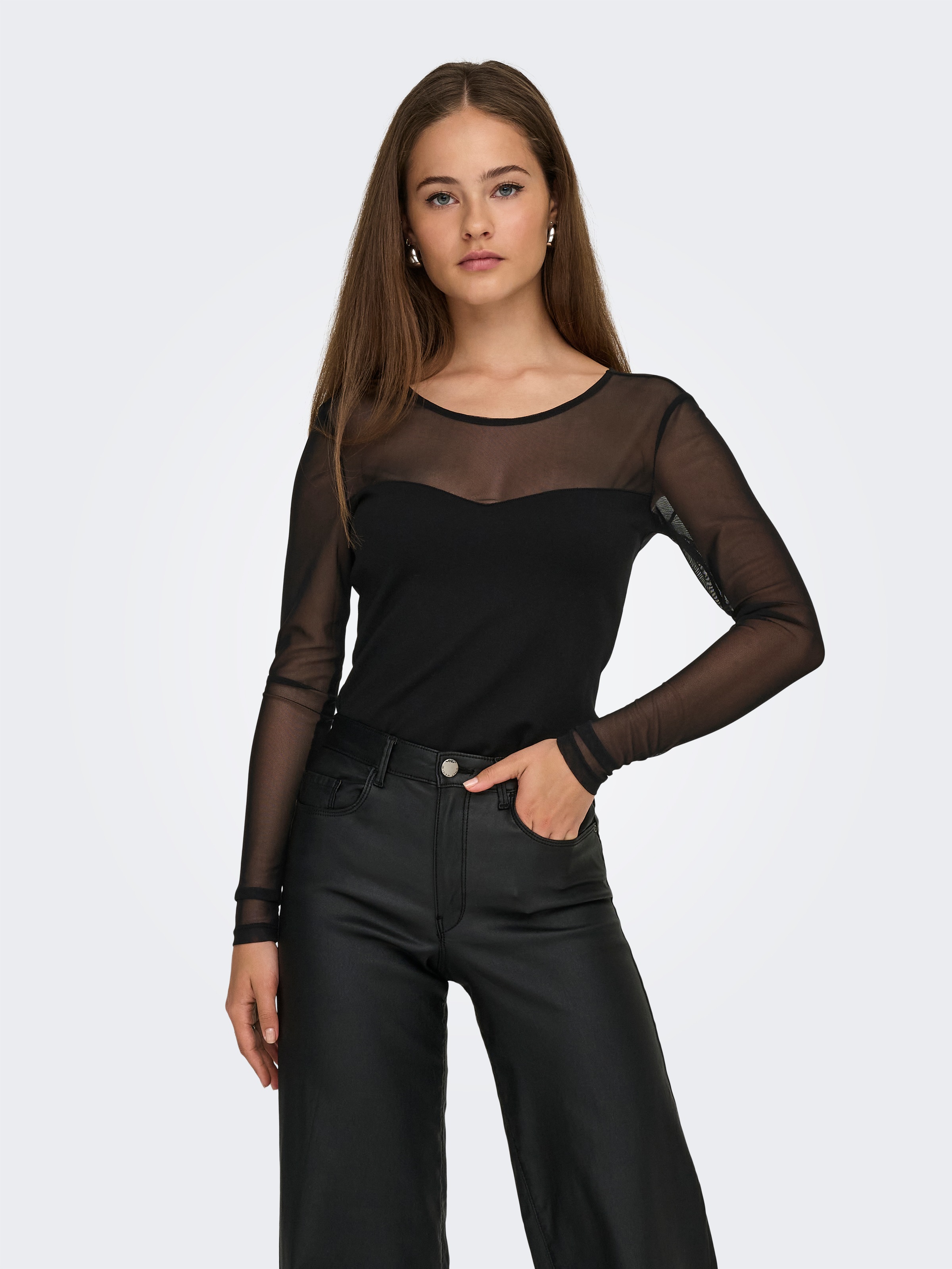 ONLY Langarmshirt "ONLHEART-BECKI L/S MIX TOP WVN" günstig online kaufen