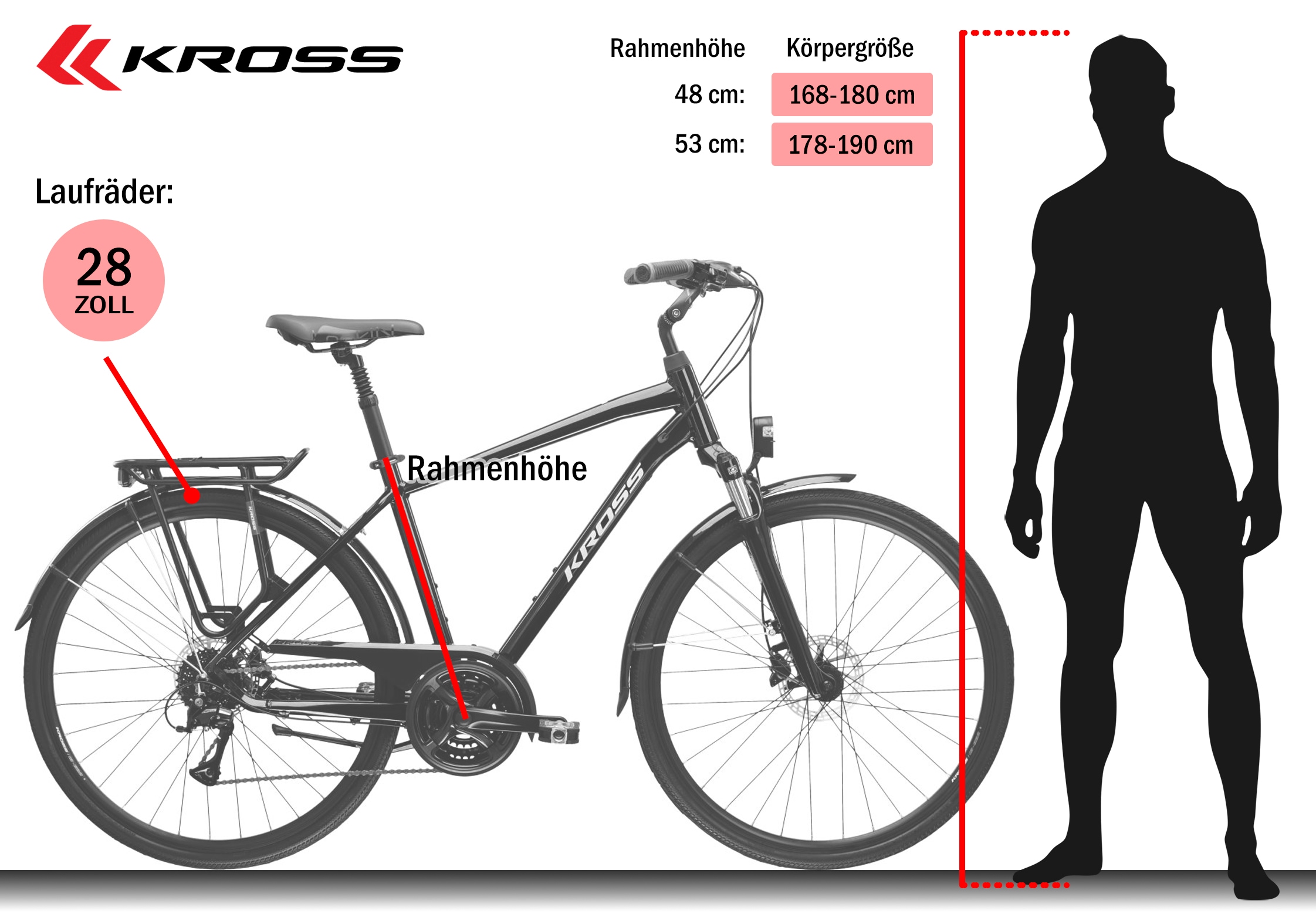 Kross Trekkingrad »Trekkingrad Trans 4.0 schwarz 21 Gänge« 21 Gang Shimano ACERA M3020 Schaltwerk Kettenschaltung