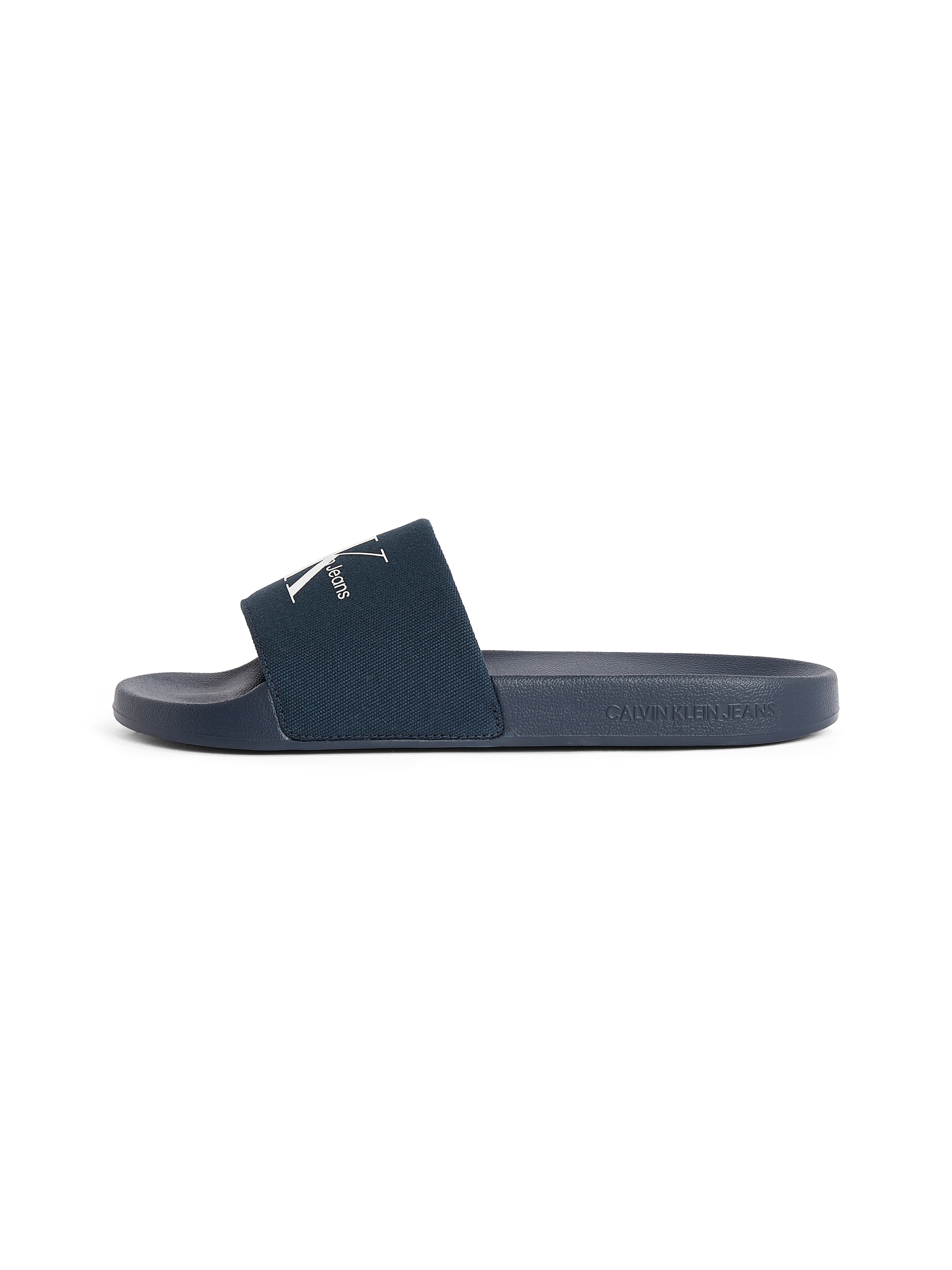 Calvin Klein Jeans Badepantolette »SLIDE MONOGRAM«, Sommerschuh, Schlappen, Poolslides, Strandschuh mit Logoschriftzug