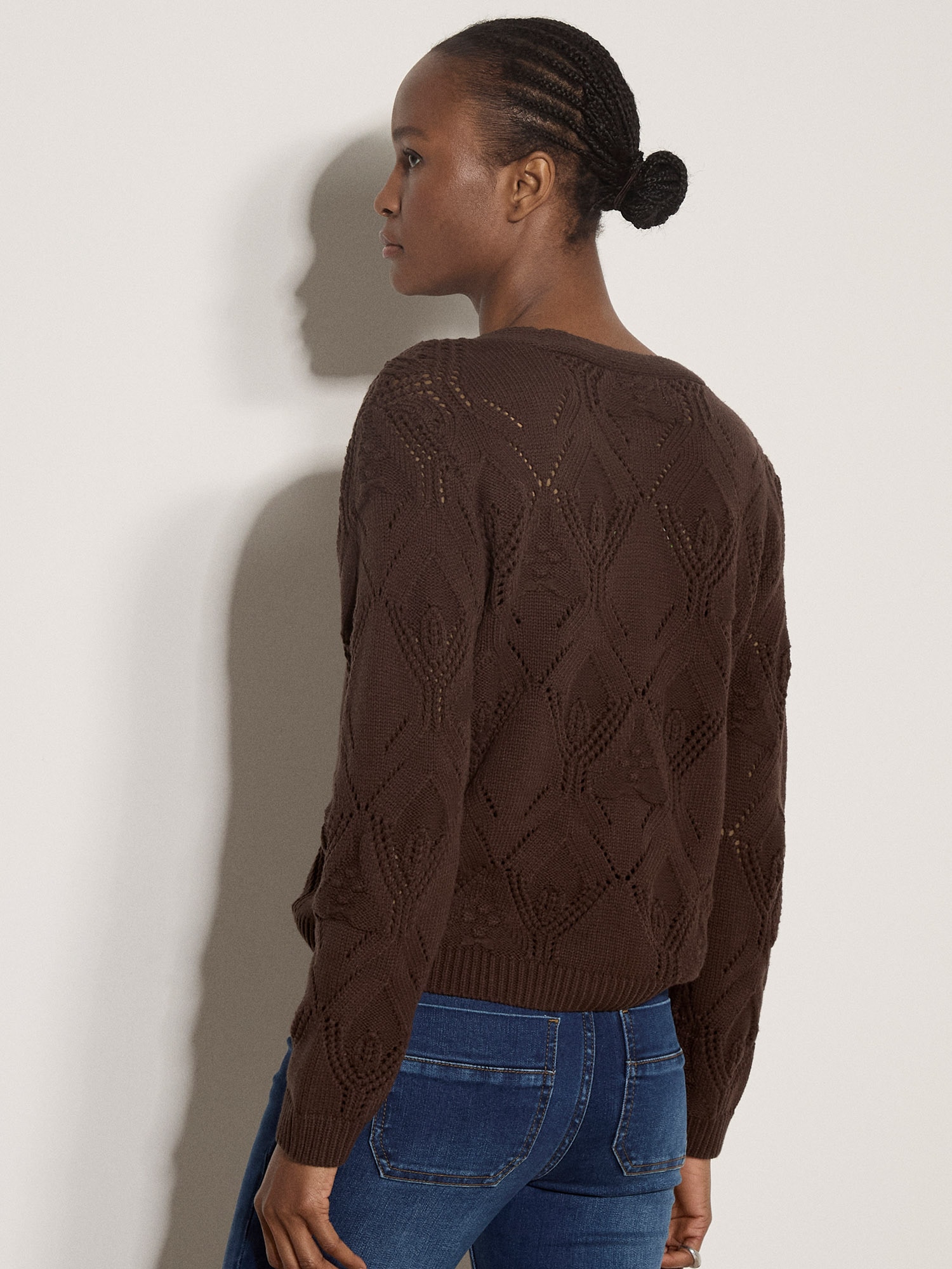Apricot Cardigan »Pointelle-Strickjacke aus Baumwollmischung« mit Rauten- und Blumenmuster