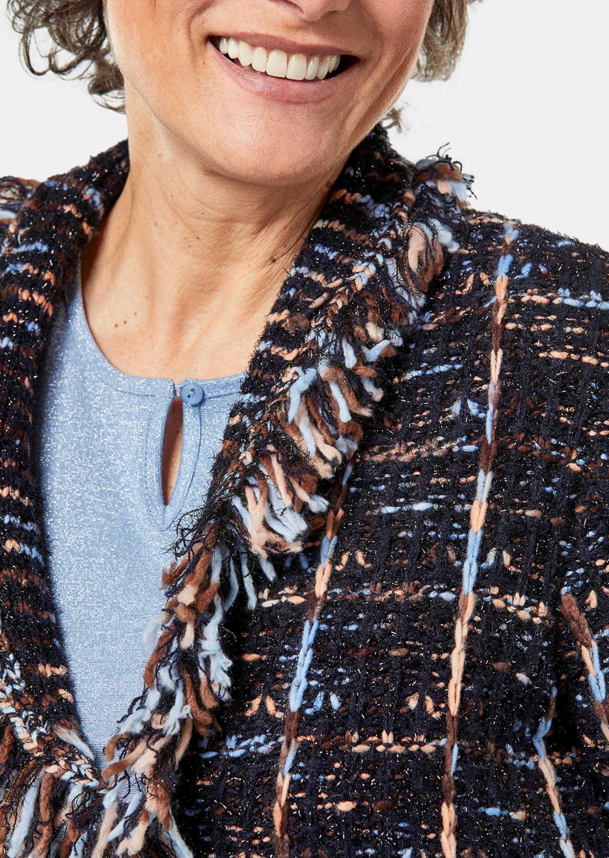 GOLDNER Strickjacke »Jacke Kurzgröße - Fransenstrickjacke«
