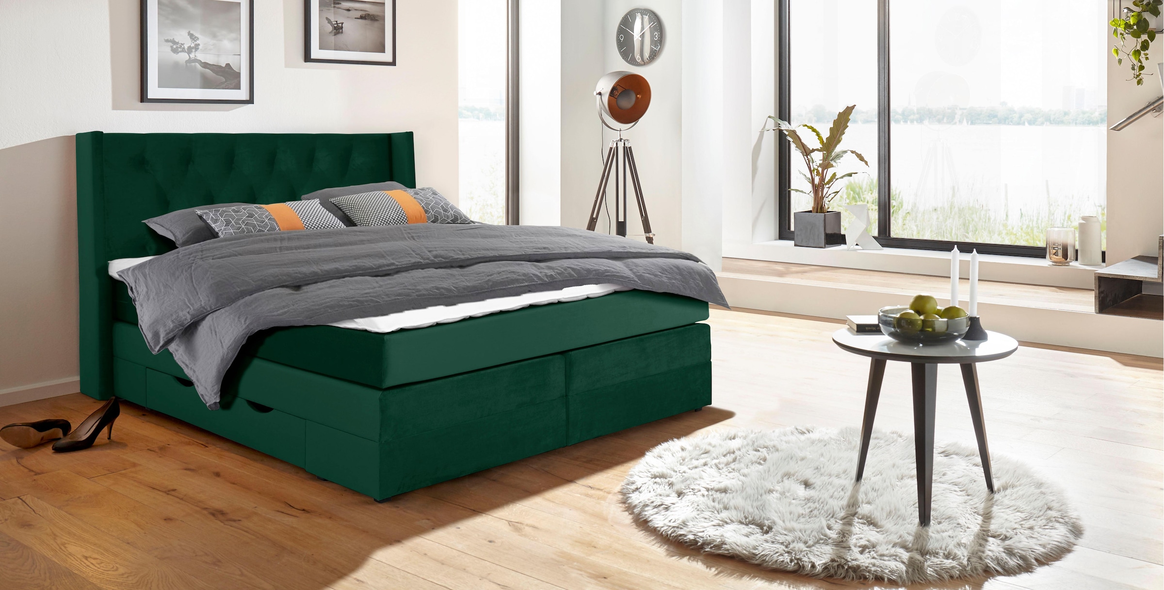 Home affaire Boxspringbett "Elegance" mit schöner Knopfheftung, in den Härt günstig online kaufen