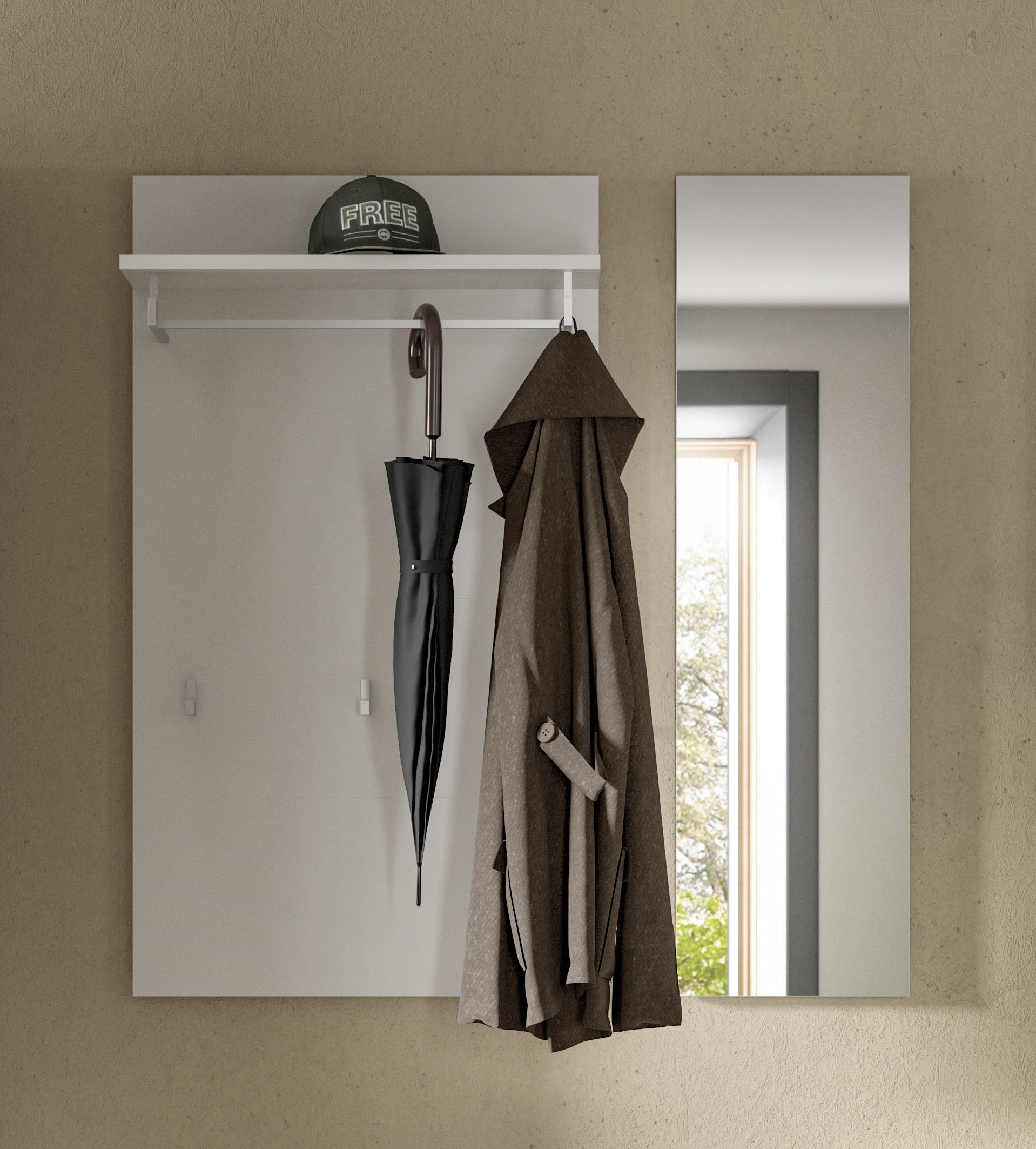 Home affaire Garderobenpaneel "AOSTA, TOPSELLER, 2 teilig, inkl. Spiegel, 3 günstig online kaufen