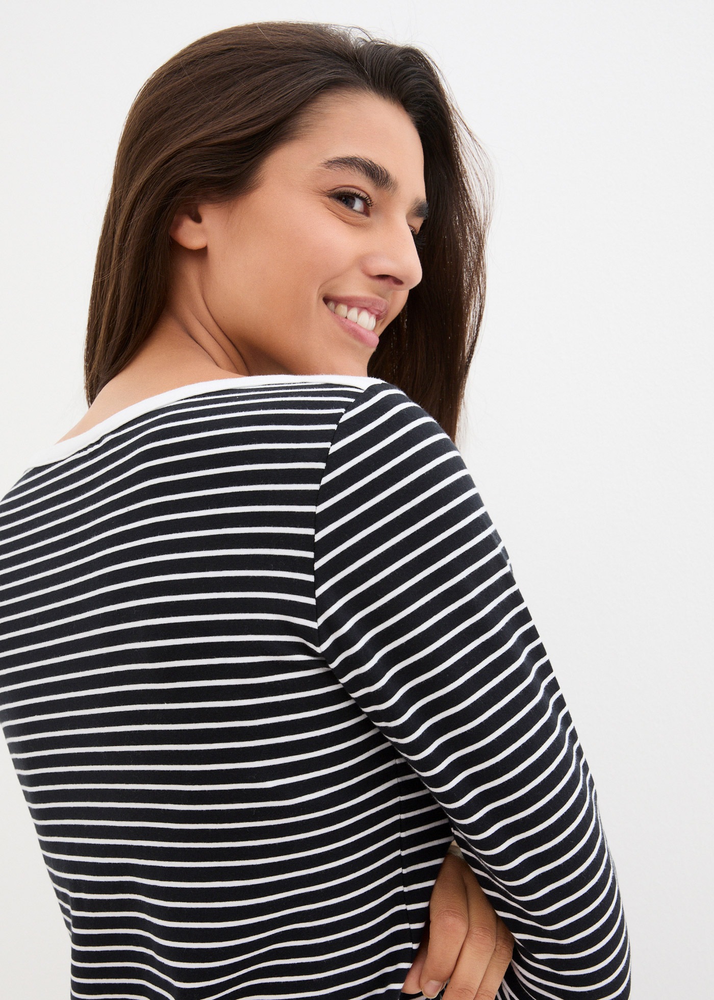 Thumbnail - bonprix Langarmshirt "Langarmshirt mit reiner Baumwolle" mit Streifen Muster