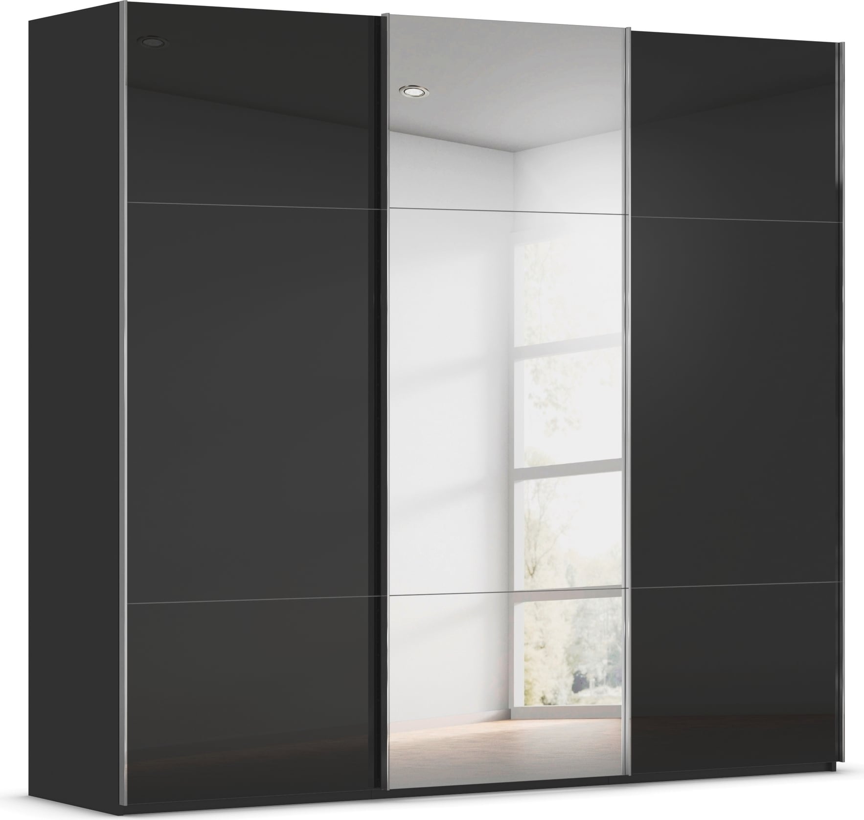 rauch Schwebetürenschrank "Kleiderschrank Schrank Garderobe Schlafzimmerschrank CONTIDO" 3 verschiedene Ausstattungen BASIC/CLASSIC/PREMIUM (inkl. SOFT-CLOSE), aus hochwertigem Material in 6 Breiten 2 Griff-Farben MADE IN GERMANY