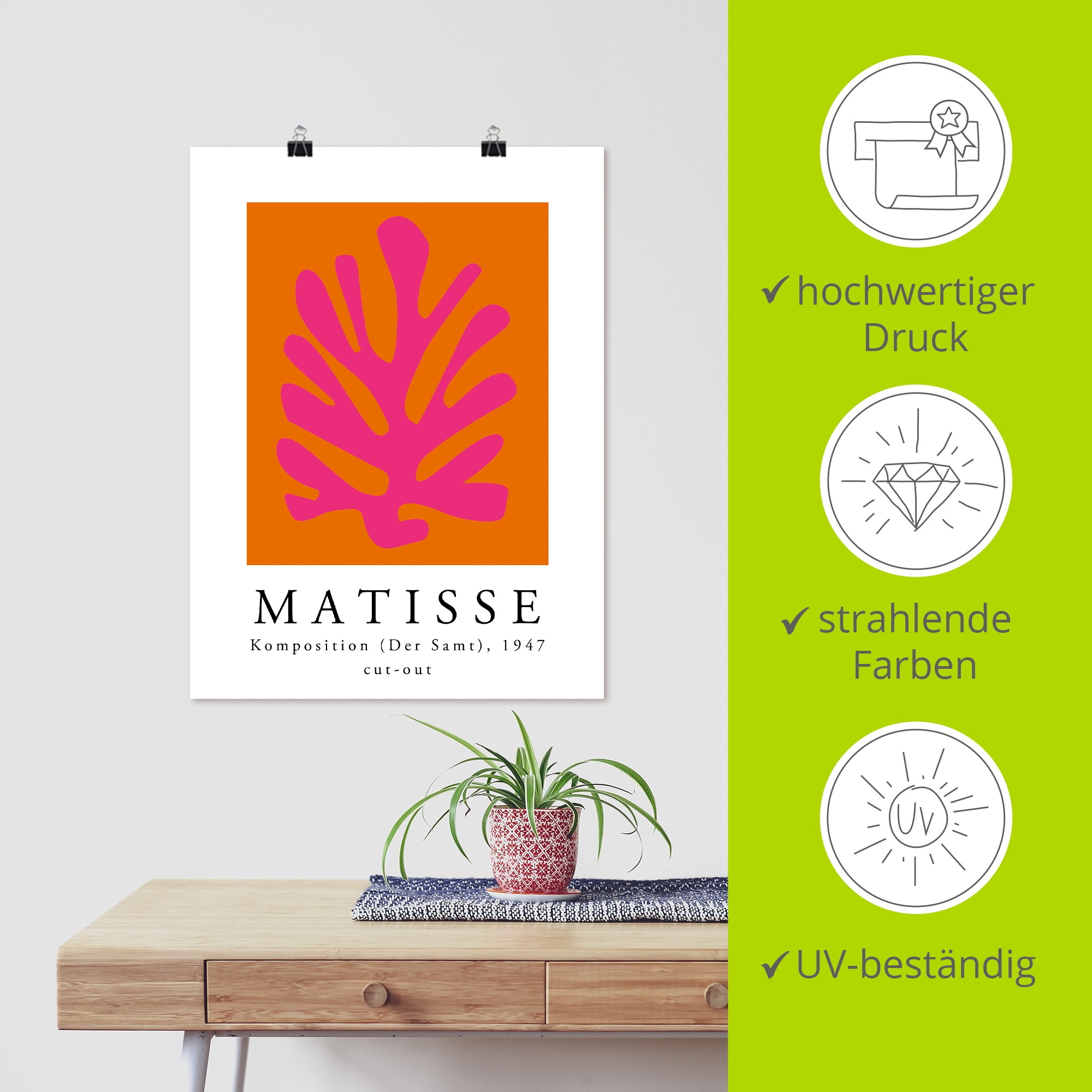 Artland Wandbild »Matisse Komposition - cut-out pink« Muster 1 Stk. tlg. als Alubild, Leinwandbild, Poster, Wandaufkleber in verschied. Größen