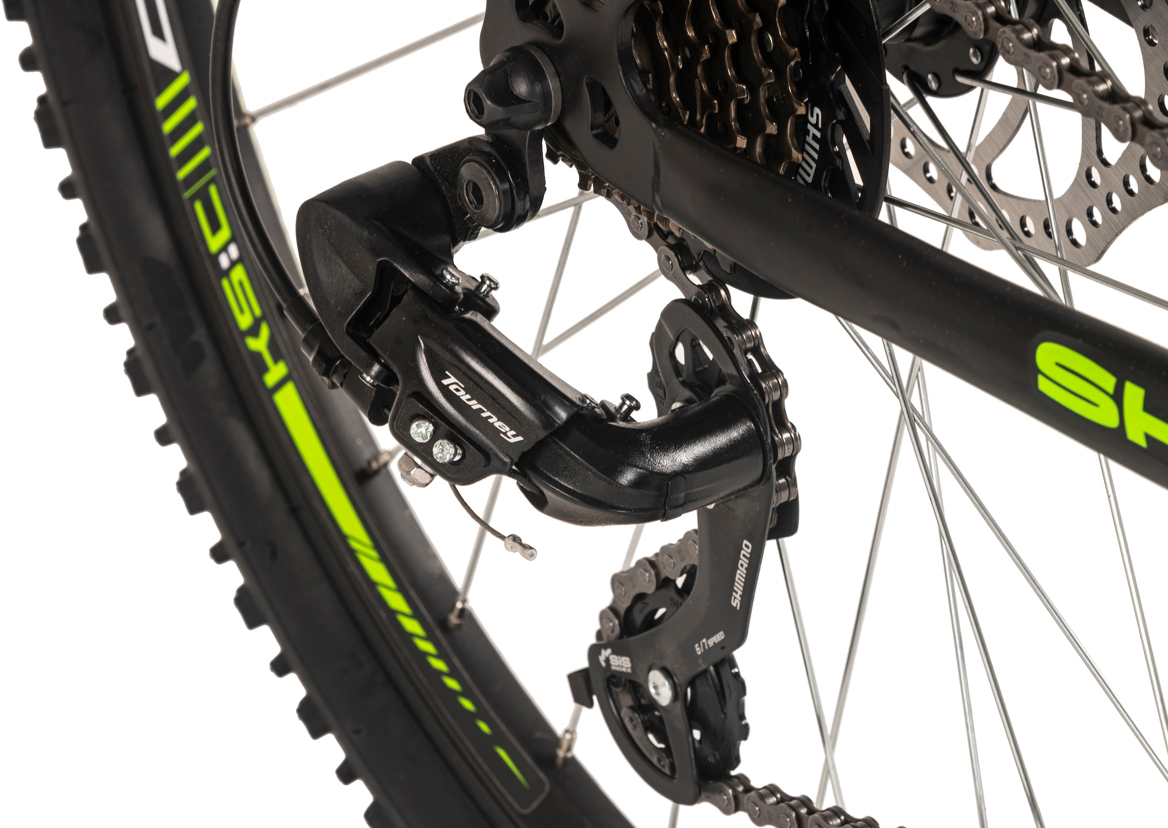 WYLD Mountainbike »Mountainbike Hardtail 26'' Sharp Schwarz-Grün 21 Gänge RH 46 bzw. 51cm«, 21 Gang, Kettenschaltung