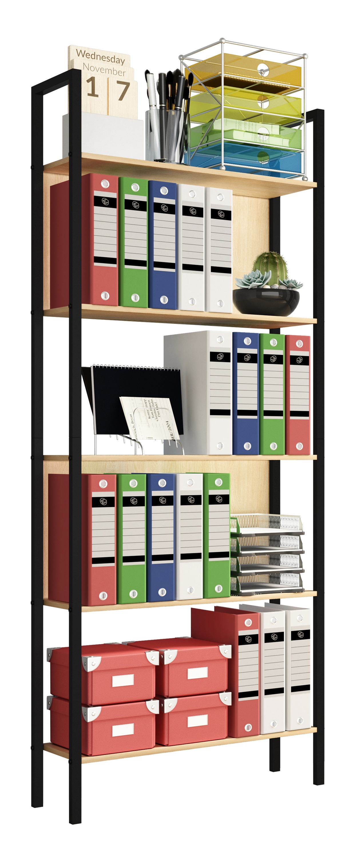 VCM Aktenregal "Holz Metall Stand Regal Büro Bücher Flakos 5fach" günstig online kaufen