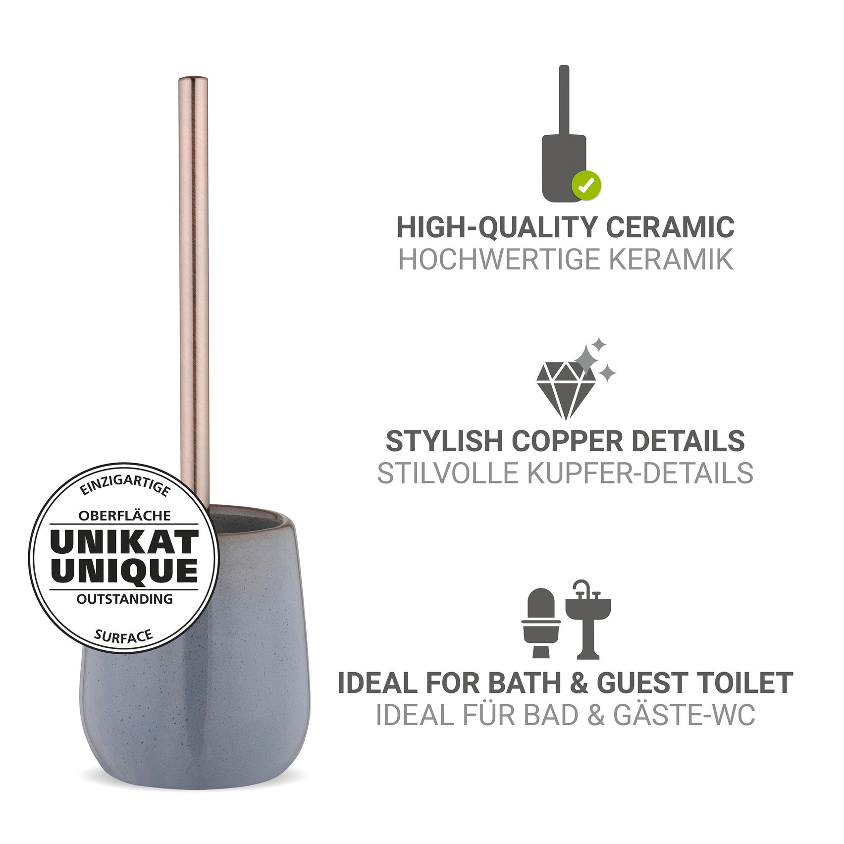 WENKO WC-Garnitur »Sirmione« aus Edelstahl | Keramik | Kunststoff