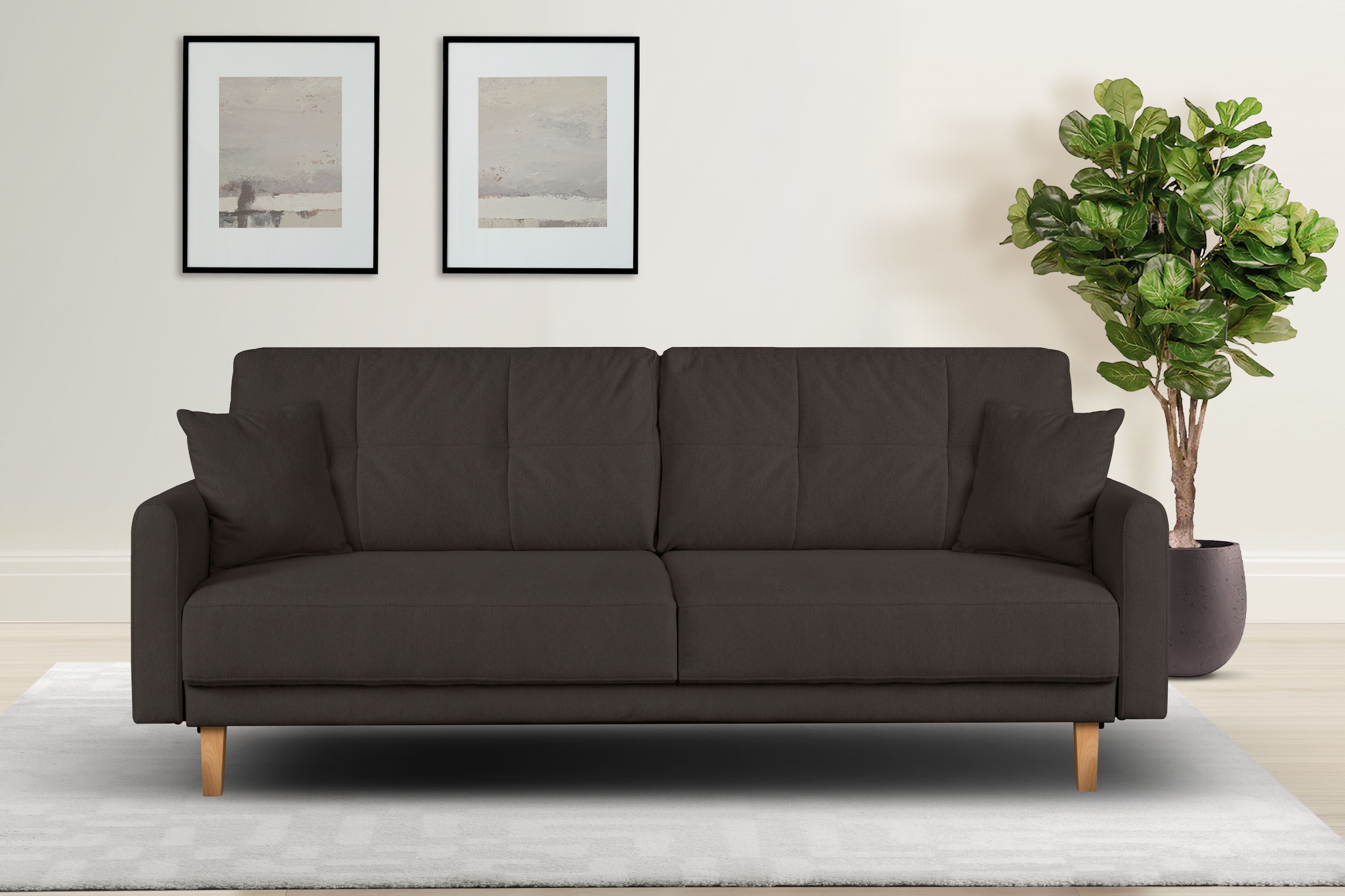 OTTO home 2-Sitzer "TRIPLO mit Wellenunterfederung, Maße B/T/H: 165/100/89 cm" Sofa mit Steppung im Rückenbereich, incl. Rückenkissen und Zierkissen