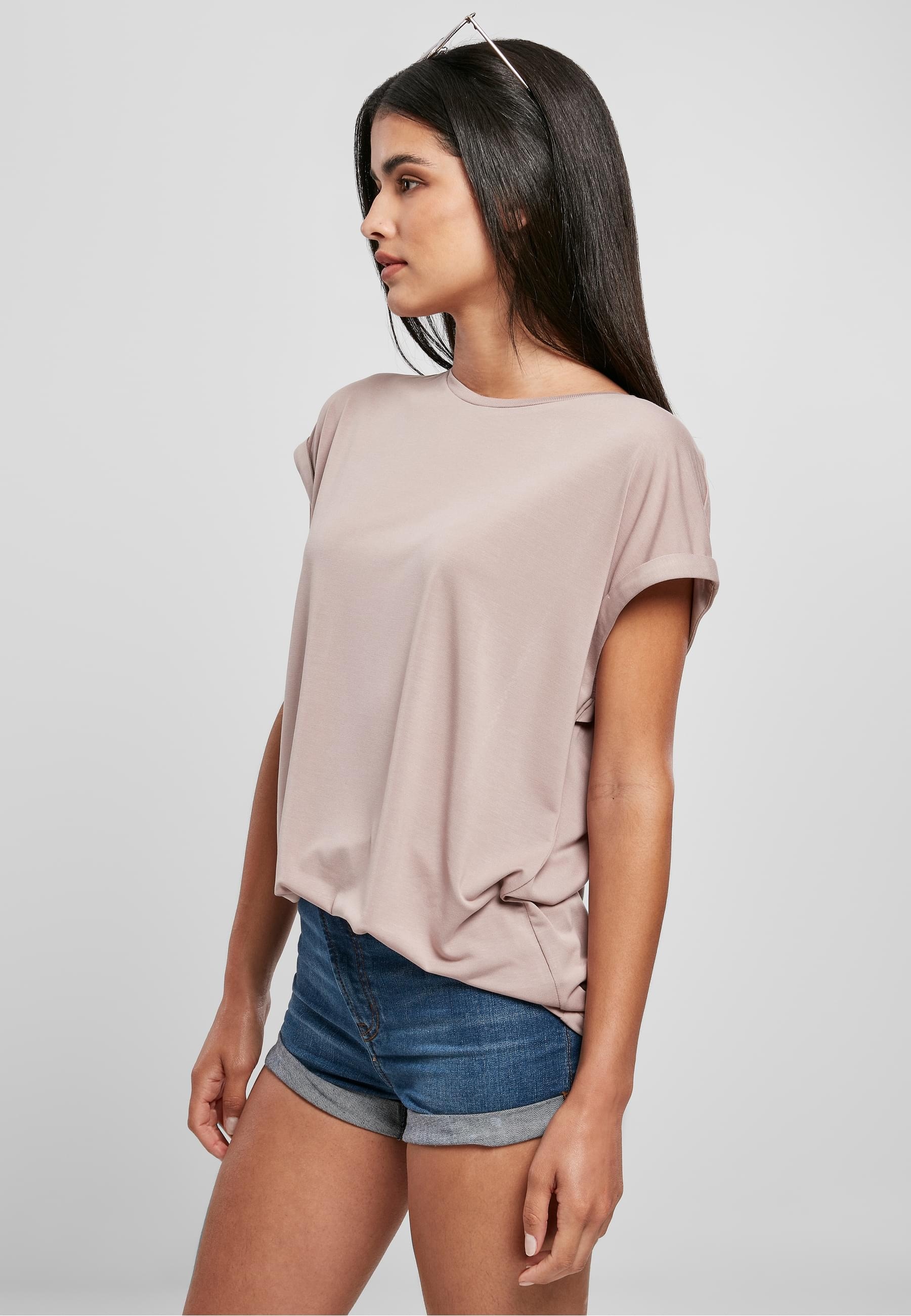 URBAN CLASSICS Kurzarmshirt »Urban Classics Damen Ladies Modal Extended Shoulder Tee«, (1 tlg.)