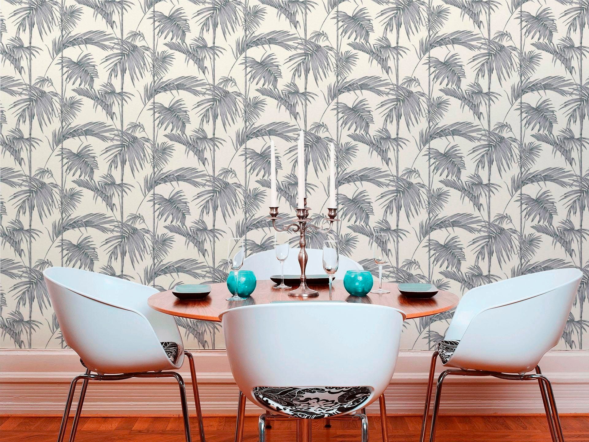 living walls Vliestapete »Metropolitan Stories Lola Paris«, botanisch-tropisch-floral, Floral Tapete Palmen Tapeten Wohnzimmer Schlafzimmer Küche Flur Design
