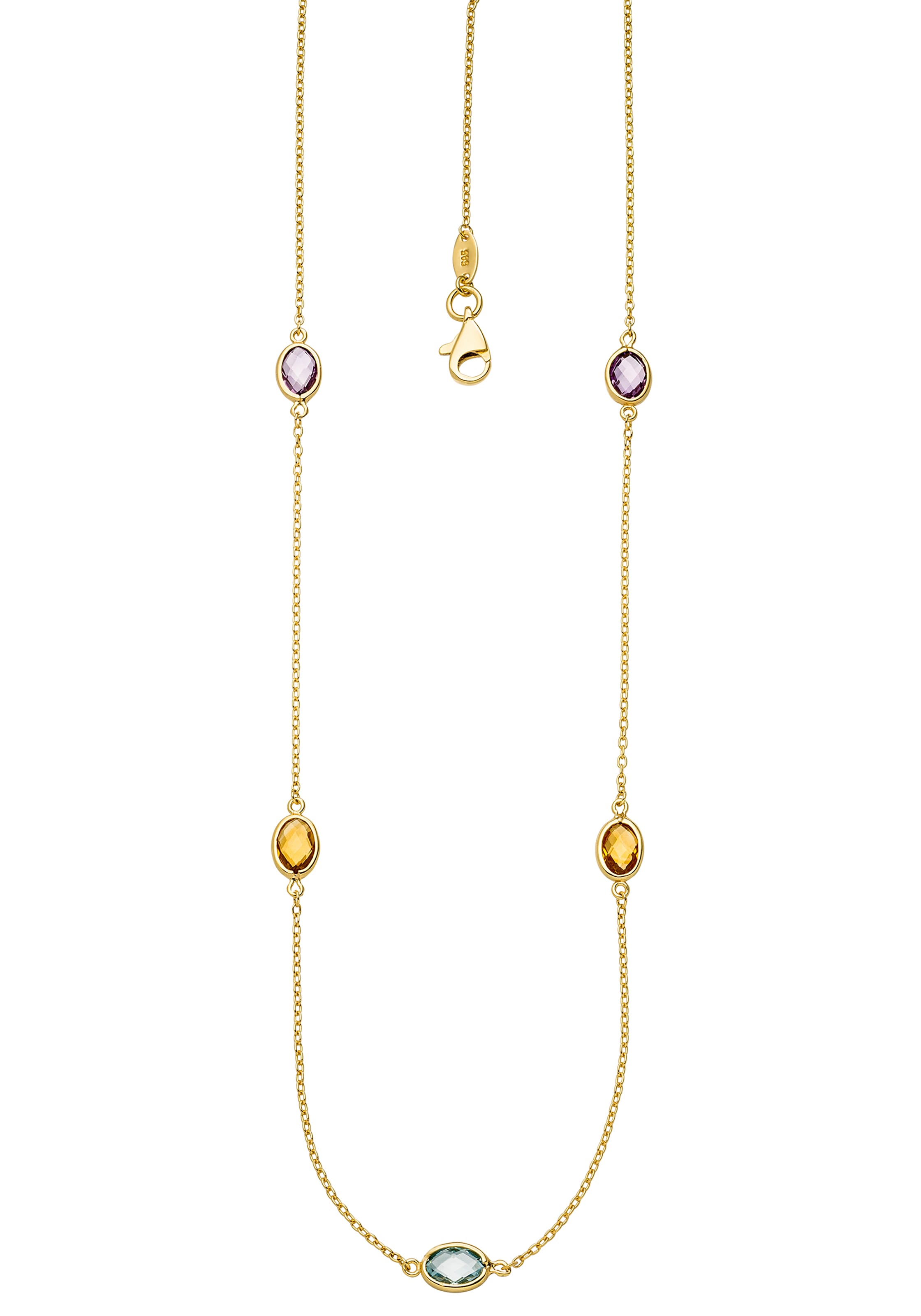 JOBO Collier 585 Gold mit Amethyst Blautopas Citrin