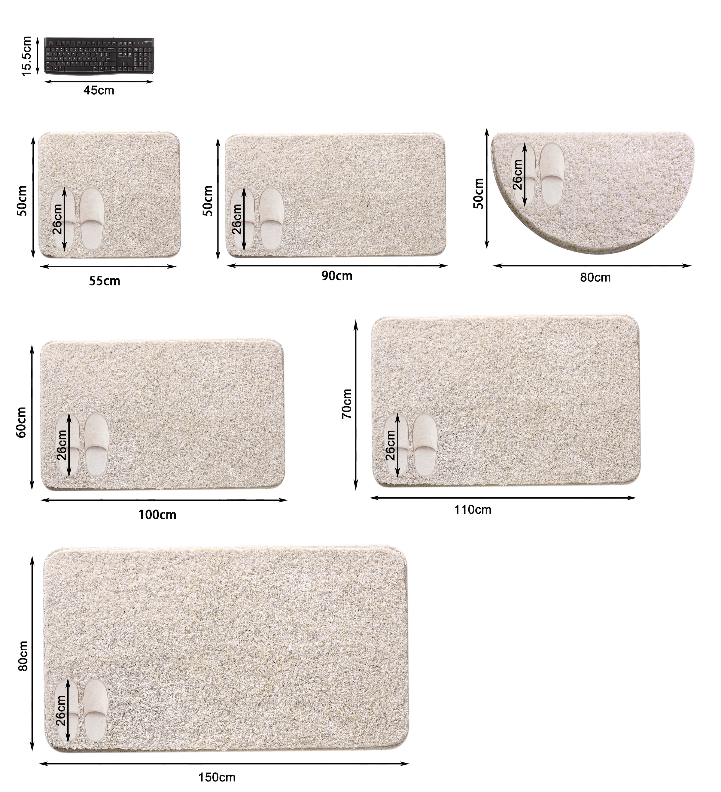 my home Badematte »Vanessa meliert, Badvorleger, Badezimmer Teppich, Duschvorleger«, rutschhemmend beschichtet, strapazierfähig, Badteppich, weiche Haptik, unifarben
