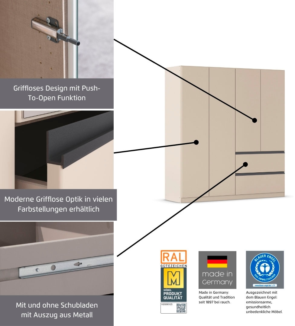 rauch Drehtürenschrank »Kleiderschrank Schrank Garderobe COSTA in den Breiten 91/136/181 cm« in 3 Ausstattungen BASIC/CLASSIC/PREMIUM,  viel Platz, grifflose Front und Push-to-Open Funktion MADE IN GERMANY