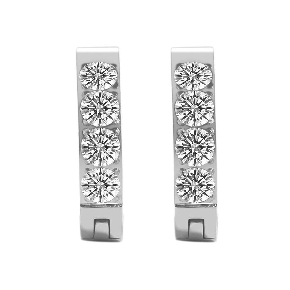 Adelia´s Klappcreolen »Damen Ohrringe – Klappcreole aus Edelstahl mit Strass Steinchen« Perfekt zum Verschenken an besondere Menschen