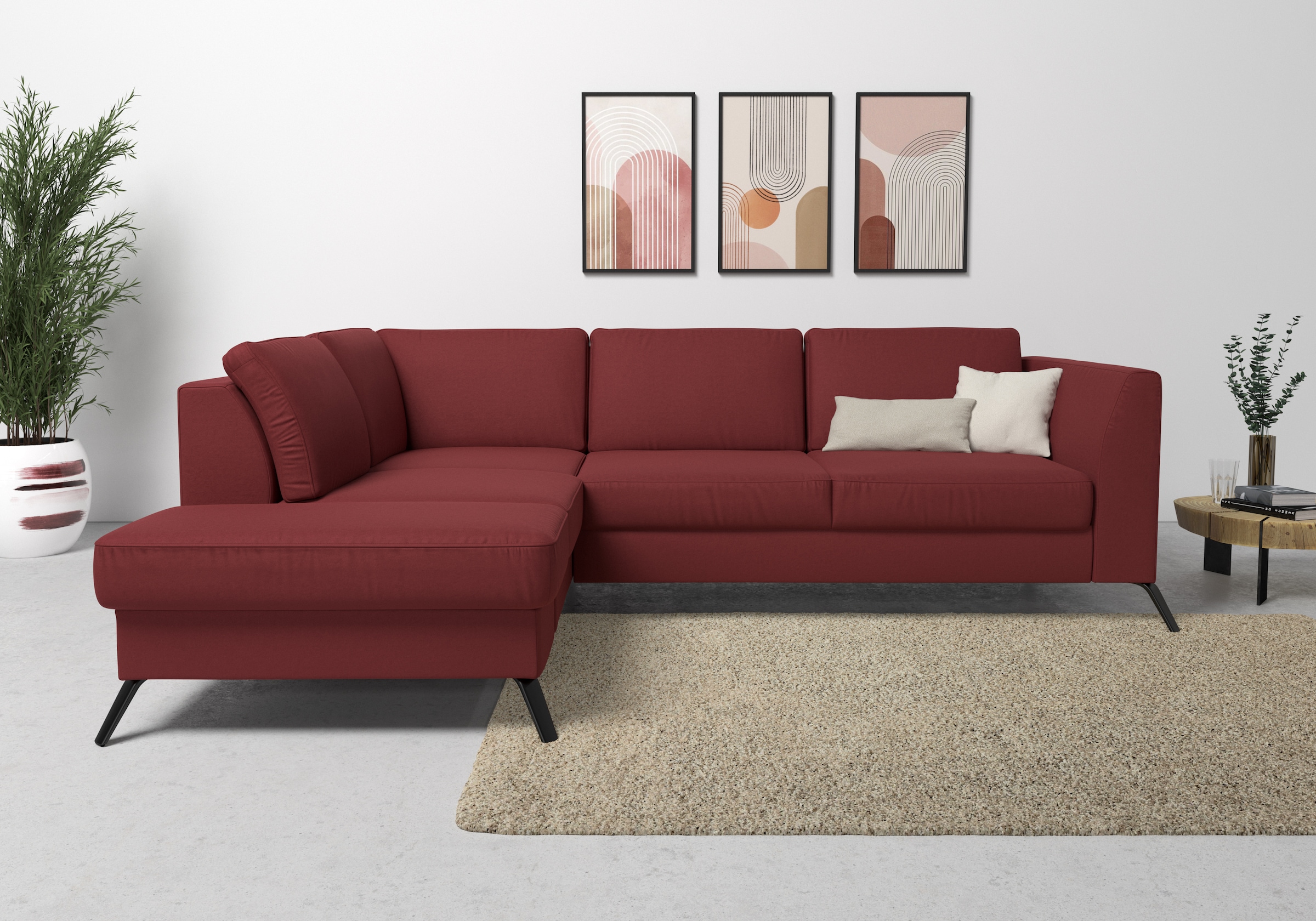 sit&more Ecksofa "Olsen L-Form" inklusive Sitztiefenverstellung, optional Schlaffunktion, 15cm hoch