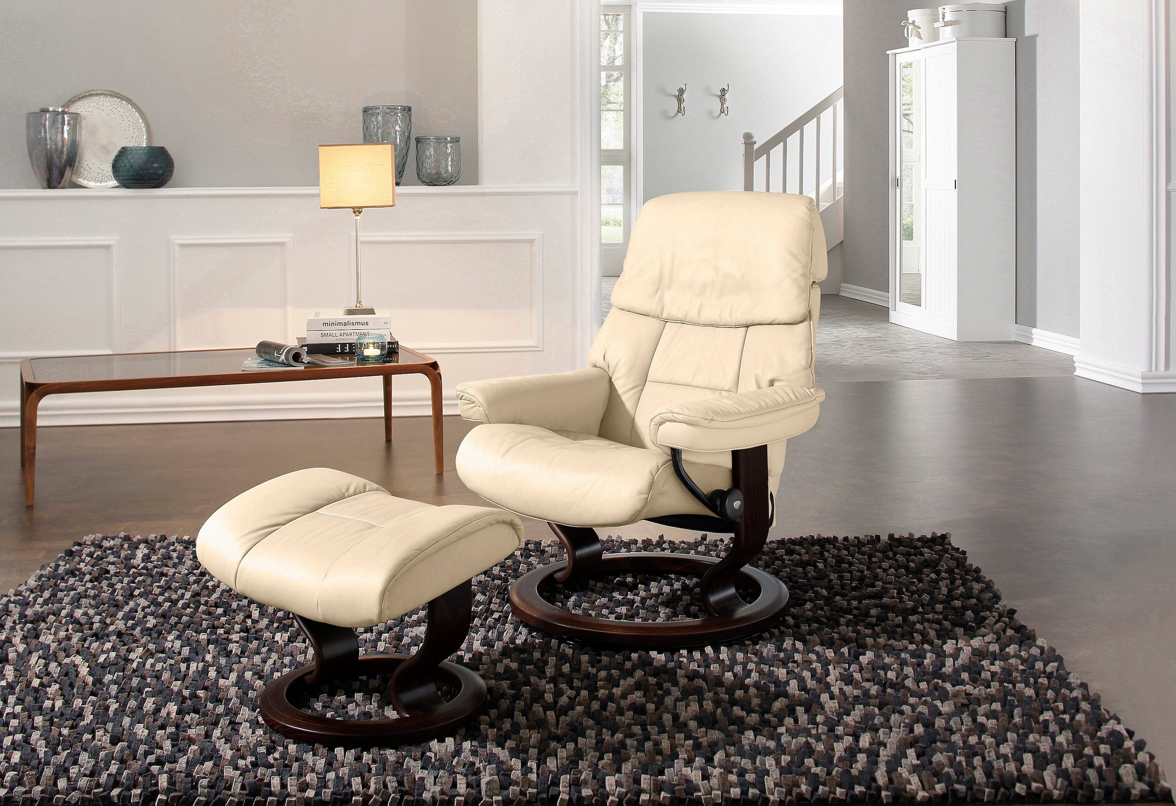 Stressless Relaxsessel "Ruby", (Set, Relaxsessel mit Hocker), mit Classic Base, Größe L, Gestell Eiche, Wenge, Braun & S