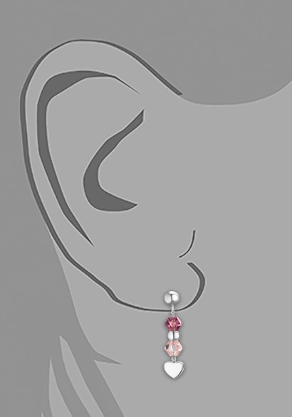 Prinzessin Lillifee Paar Ohrhänger mit »Herzen, | Glasstein online kaufen 2034008«, BAUR