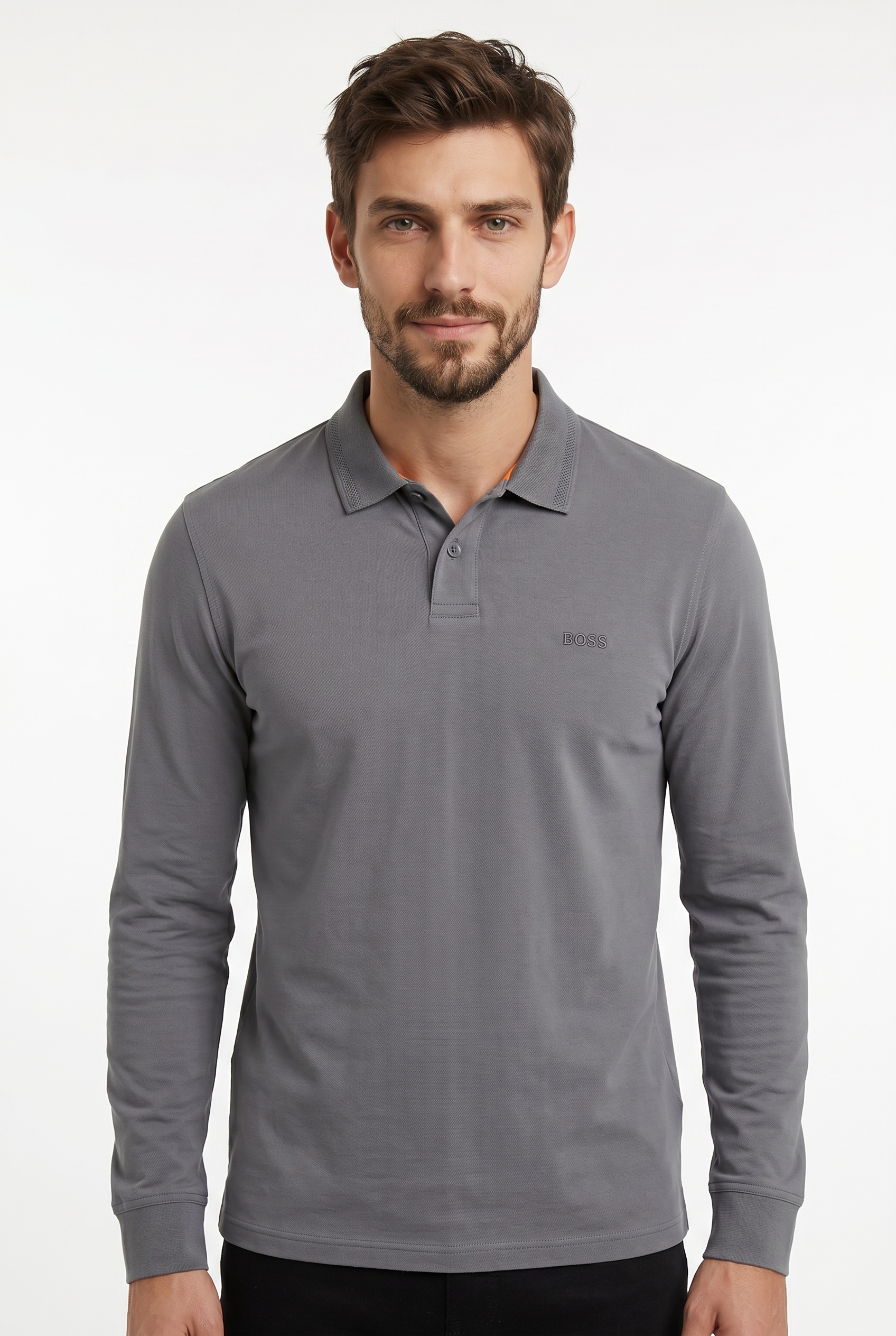 BOSS ORANGE Poloshirt "Pe Interlock Langarm Polo" mit Polokragen