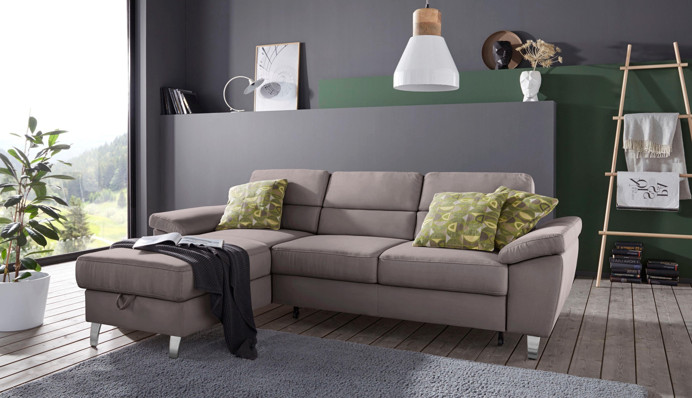 sit&more Ecksofa »Sorano L-Form«, wahlweise mit Bettfunktion und Bettkasten