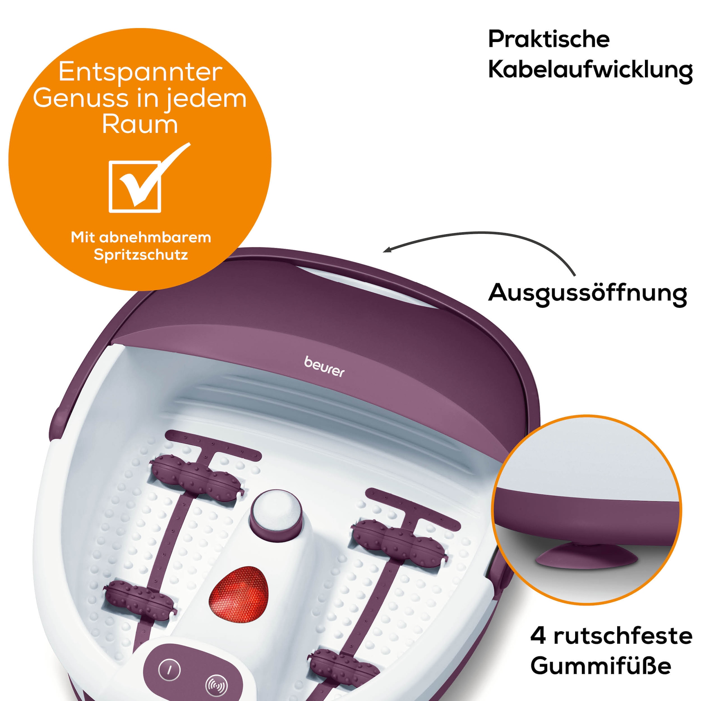 BEURER Fußbad »FB 21 mit Vibrations- und Sprudelmassagen für Fußwellness zuhause«, Mit praktischem Tragegriff und zuschaltbarer Wärmefunktion
