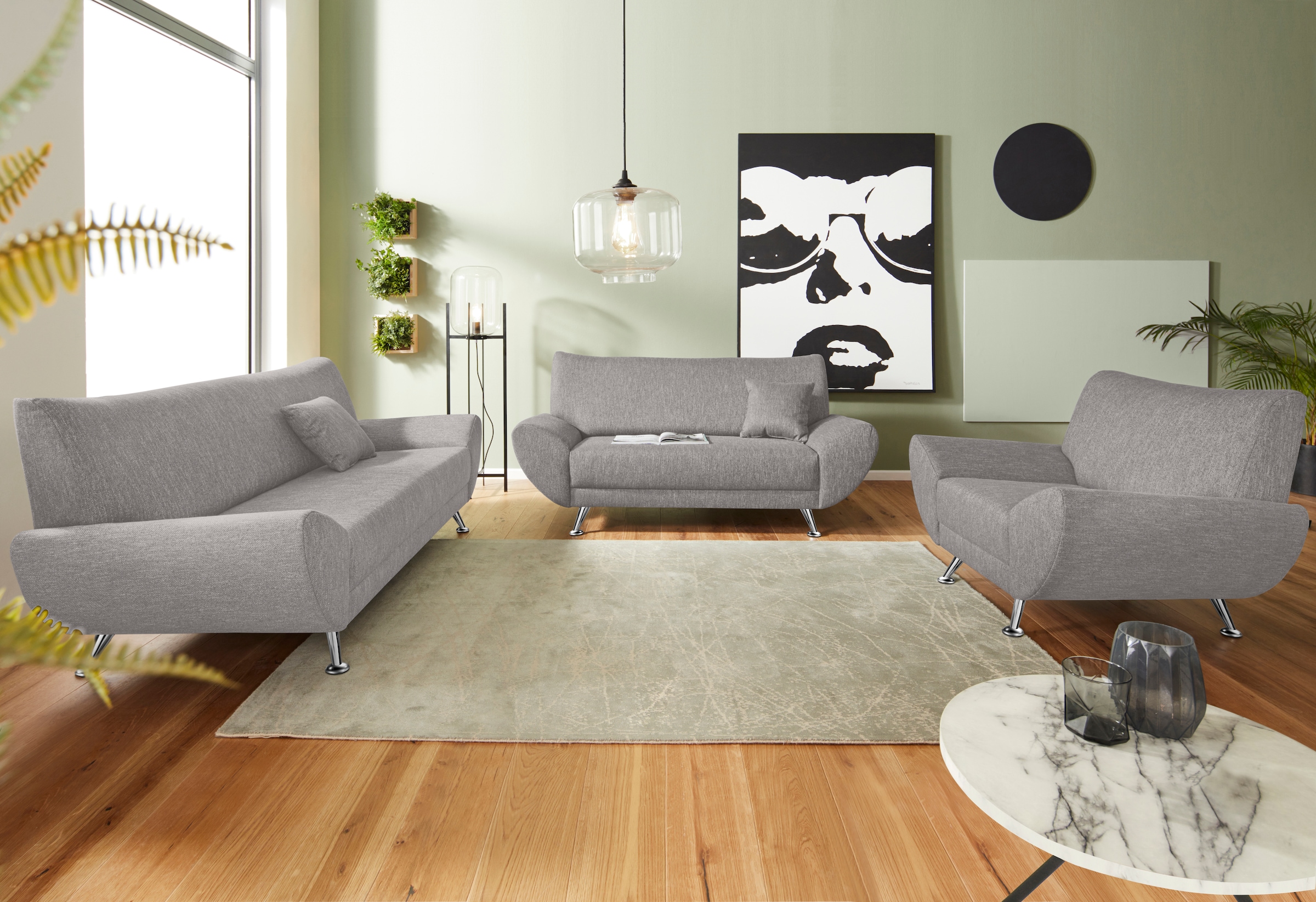 Home affaire Polstergarnitur "Saltare elegant & komfortabel, 3-2-1, bequem, Designfuß" 3 Stk. tlg.