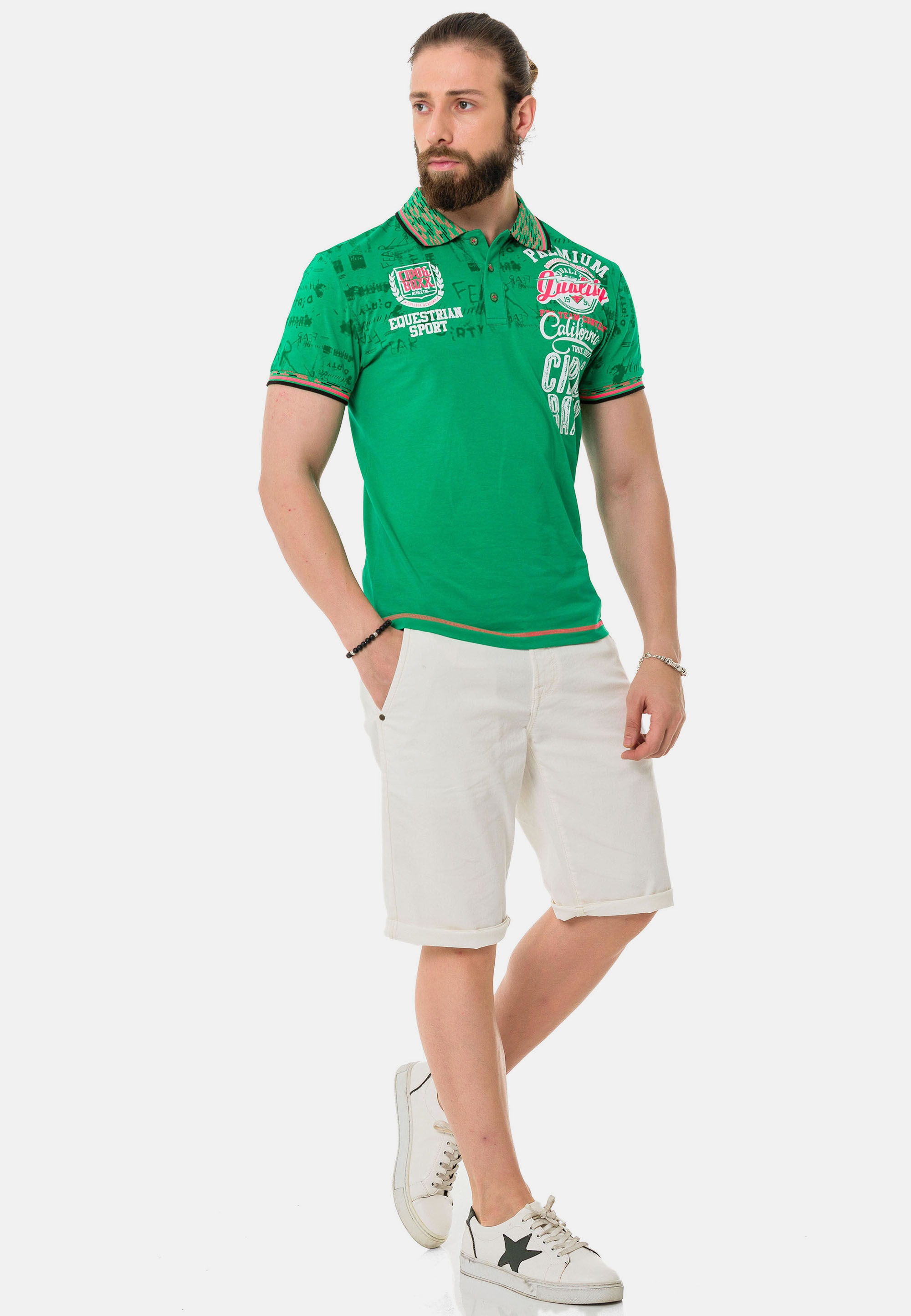 Cipo & Baxx T-Shirt »Poloshirt«, mit stylischem Print