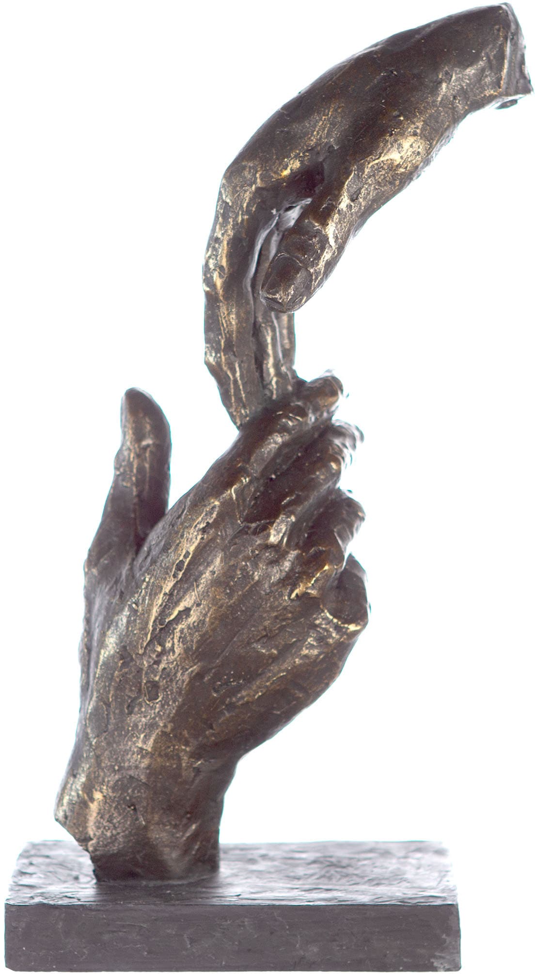 Casablanca by Gilde Dekofigur "Skulptur Two Hands, bronzefarben/grau", Dekoobjekt, Höhe 29 cm, Hände, mit Spruchanhänger