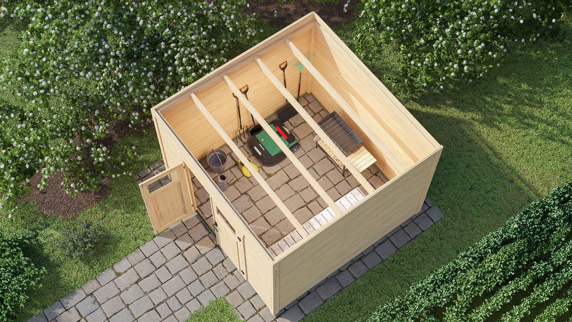 Thumbnail - weka Gartenhaus "Batu 3, Flachdach" 28 mm starke Blockbohlen, in verschiedenen Farben