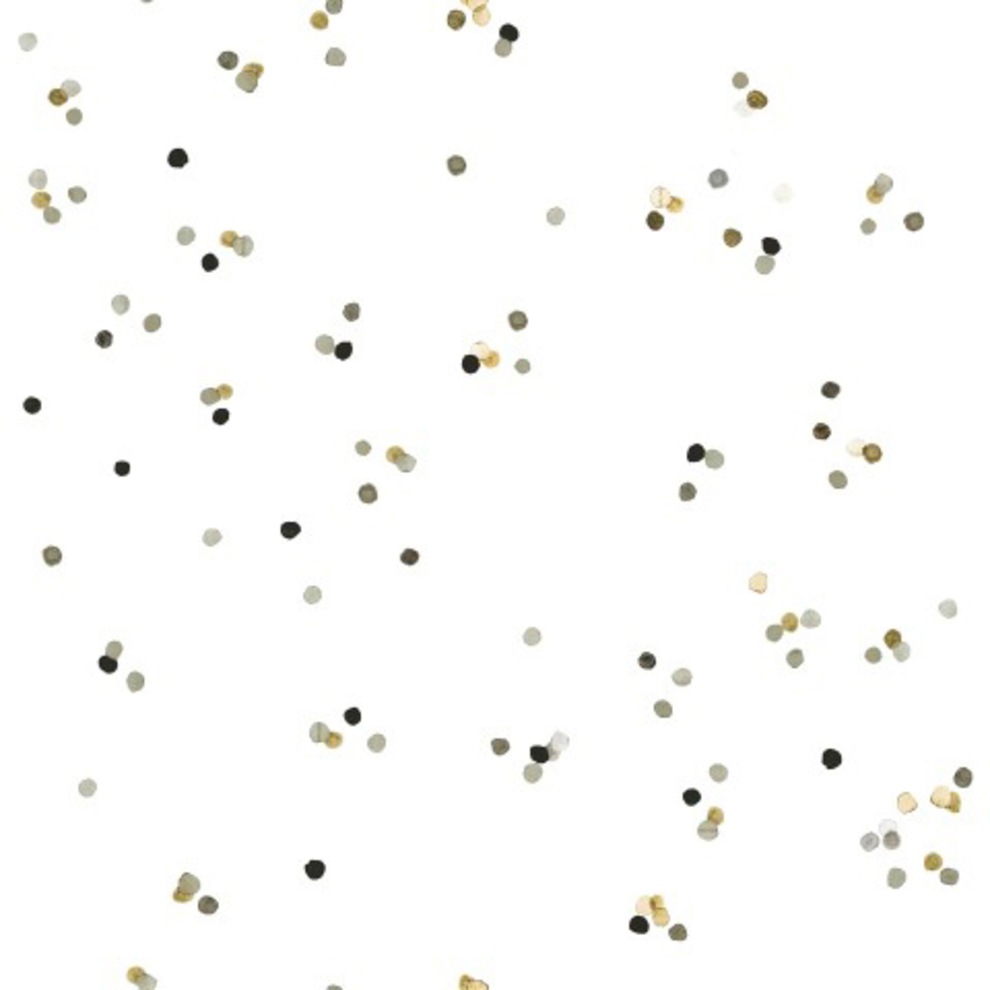 vtwonen Vliestapete "Punkte/Confetti" 3D-Optik glatt Weiß/Schwarz/Gold - 10m x 52cm