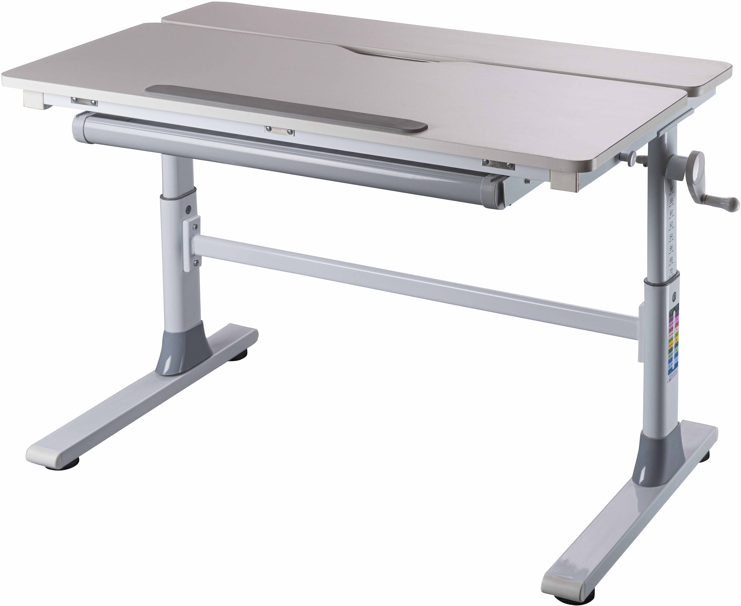 Inter Link Kinderschreibtisch "Frederik, höhenverstellbar & neigbar, ergonomisch" 1 Stk. tlg. Schülerschreibtisch mit Kurbel, 1 Schublade, BxTxH: 100x60x56-76 cm
