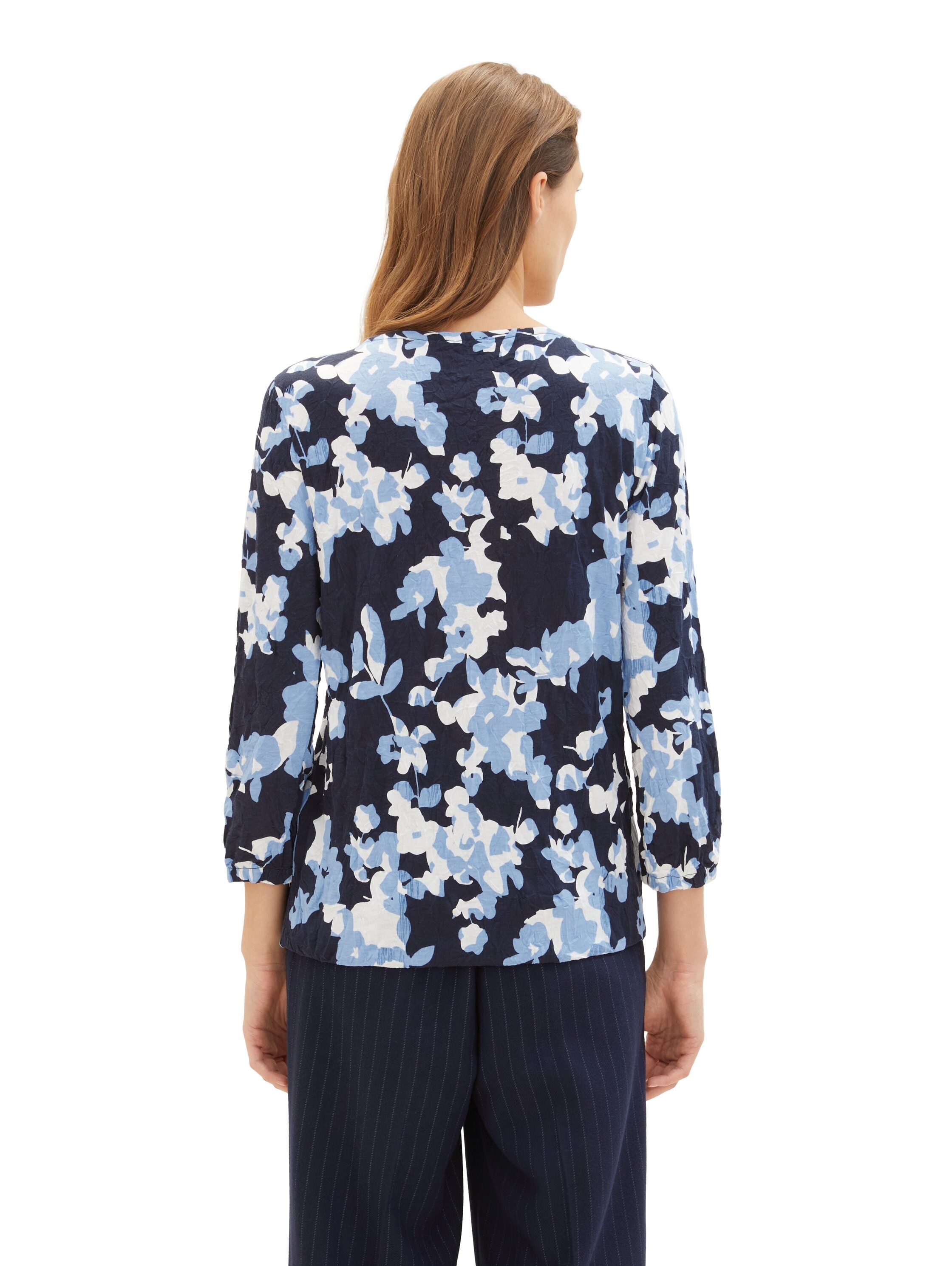 TOM TAILOR 3/4-Arm-Shirt, mit Alloverprint und Henley- Ausschnitt