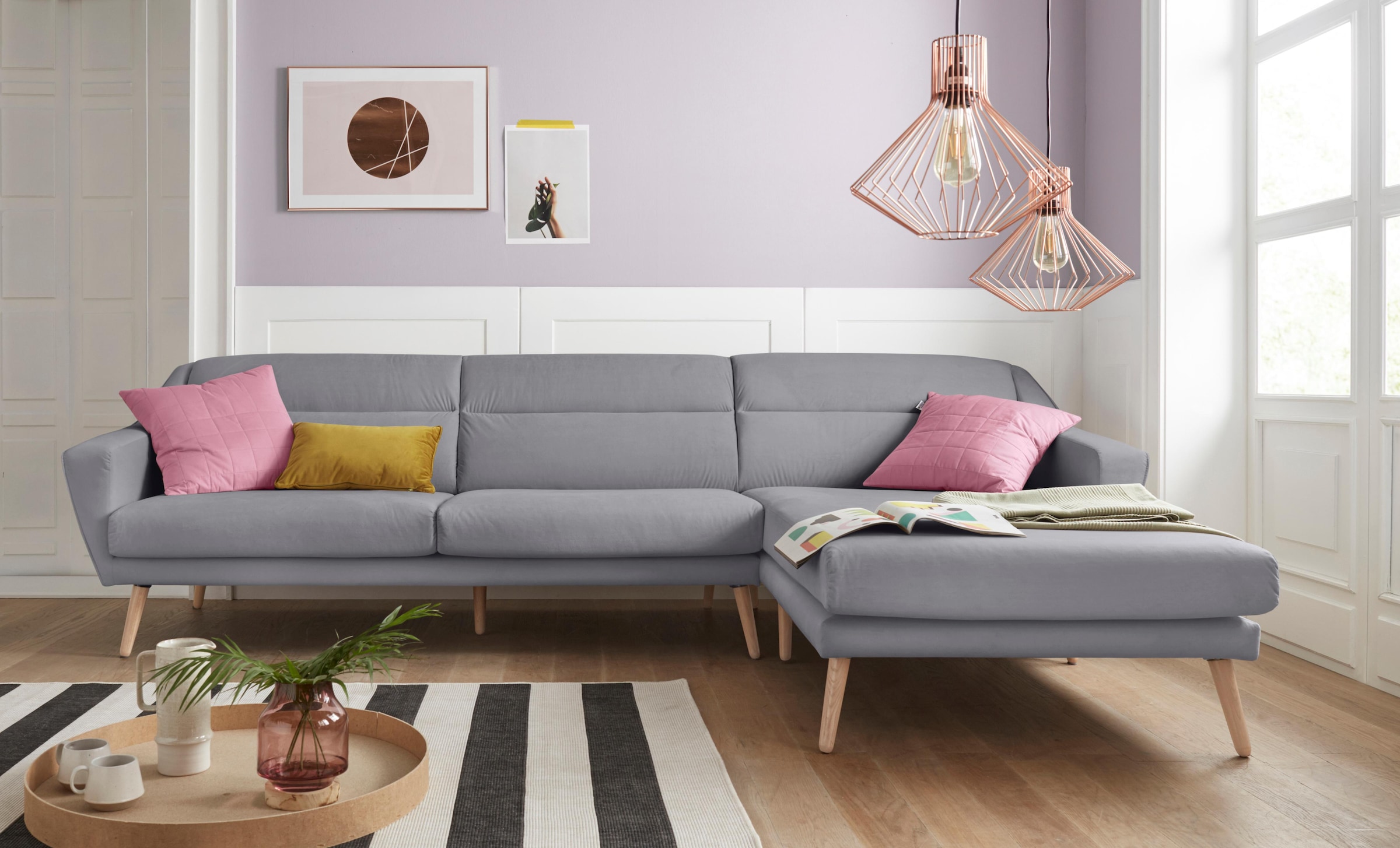 OTTO home Ecksofa "Bille L-Form" mit Naht im Rückenkissen und Beinen aus Ei günstig online kaufen