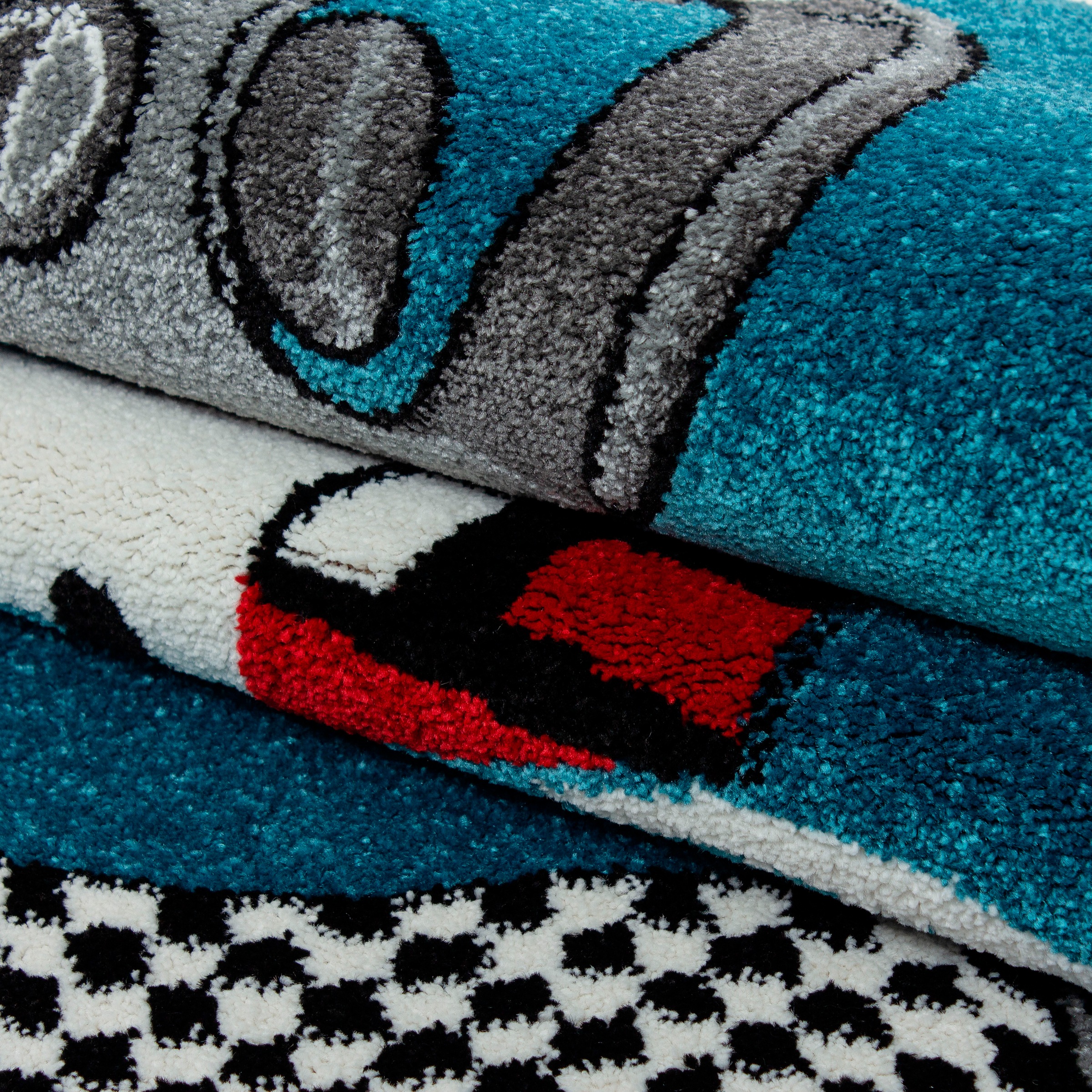 Kinderteppich AYYILDIZ TEPPICHE "Kids 460", blau, H:12mm Ø:160cm, Kunstfaser, Teppiche, Kinderteppich, Kurzflor, Motiv Rennwagen 3