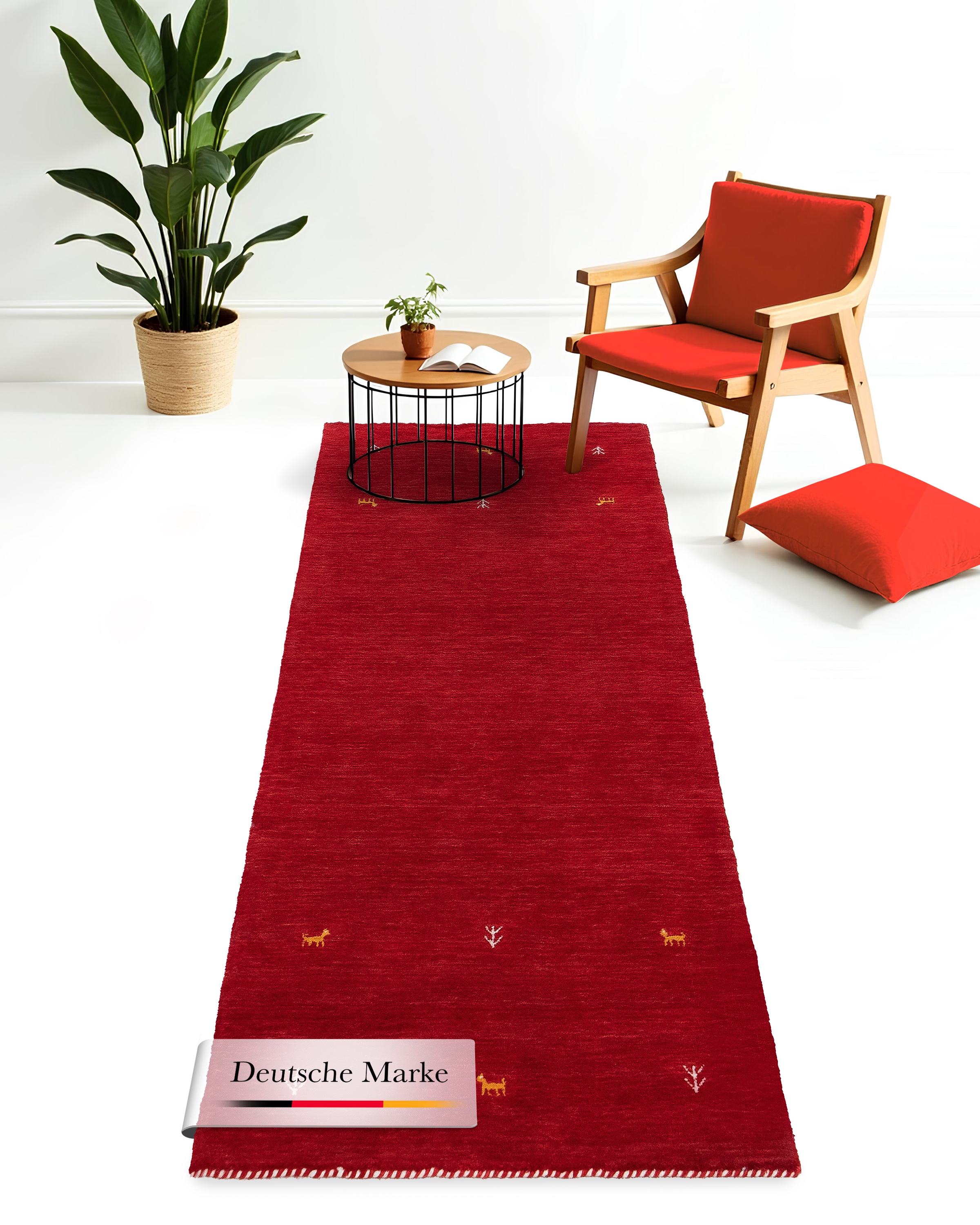 carpetfine "Gabbeh Uni, auch als Läufer und Rund erhältlich" rechteckig 15 mm Höhe reine Wolle, handgewebt, Gabbeh Loom Tiermotiv, große Farbauswahl