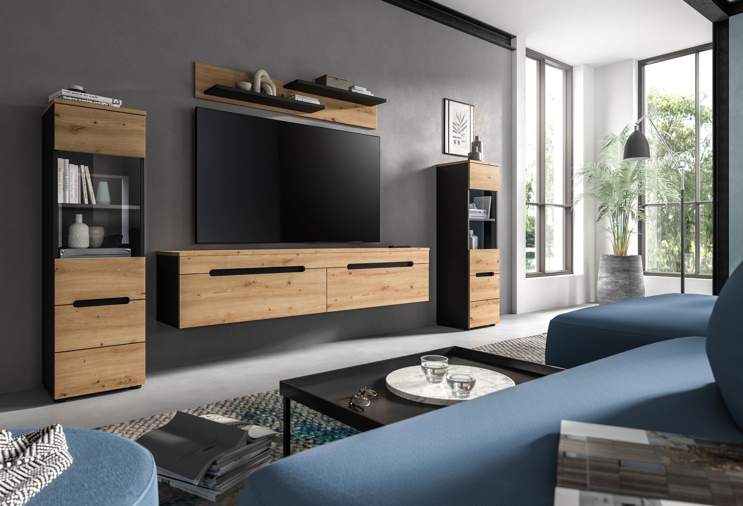 INOSIGN Wohnwand "REHAT, TOPSELLER, 4-teilig, wahlweise stehend und hängend günstig online kaufen