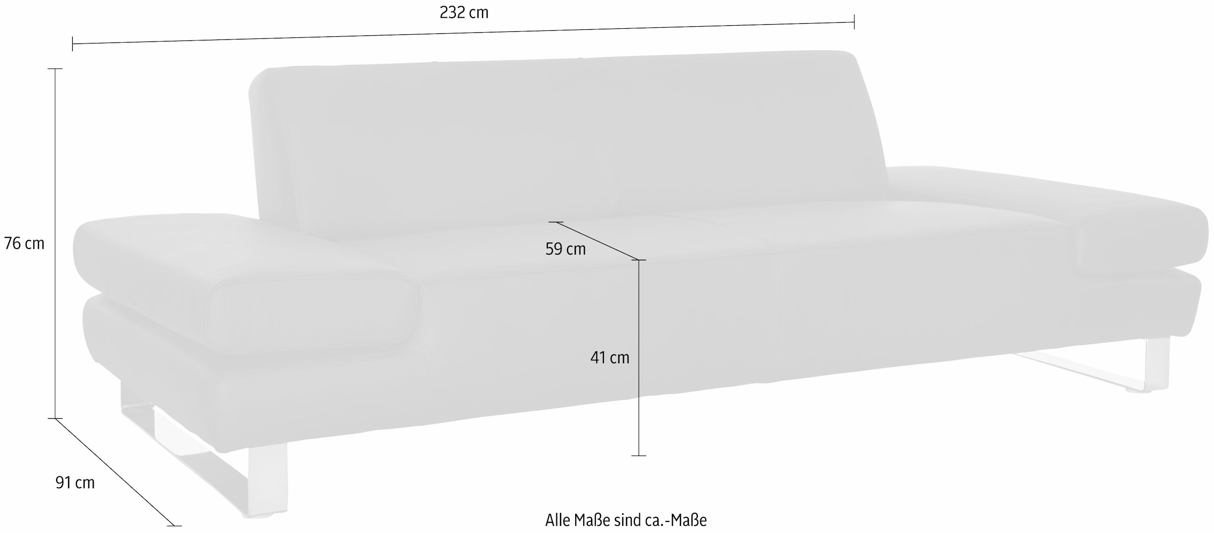 W.SCHILLIG 3-Sitzer »taboo«, mit Normaltiefe, inklusive Armlehnenverstellung